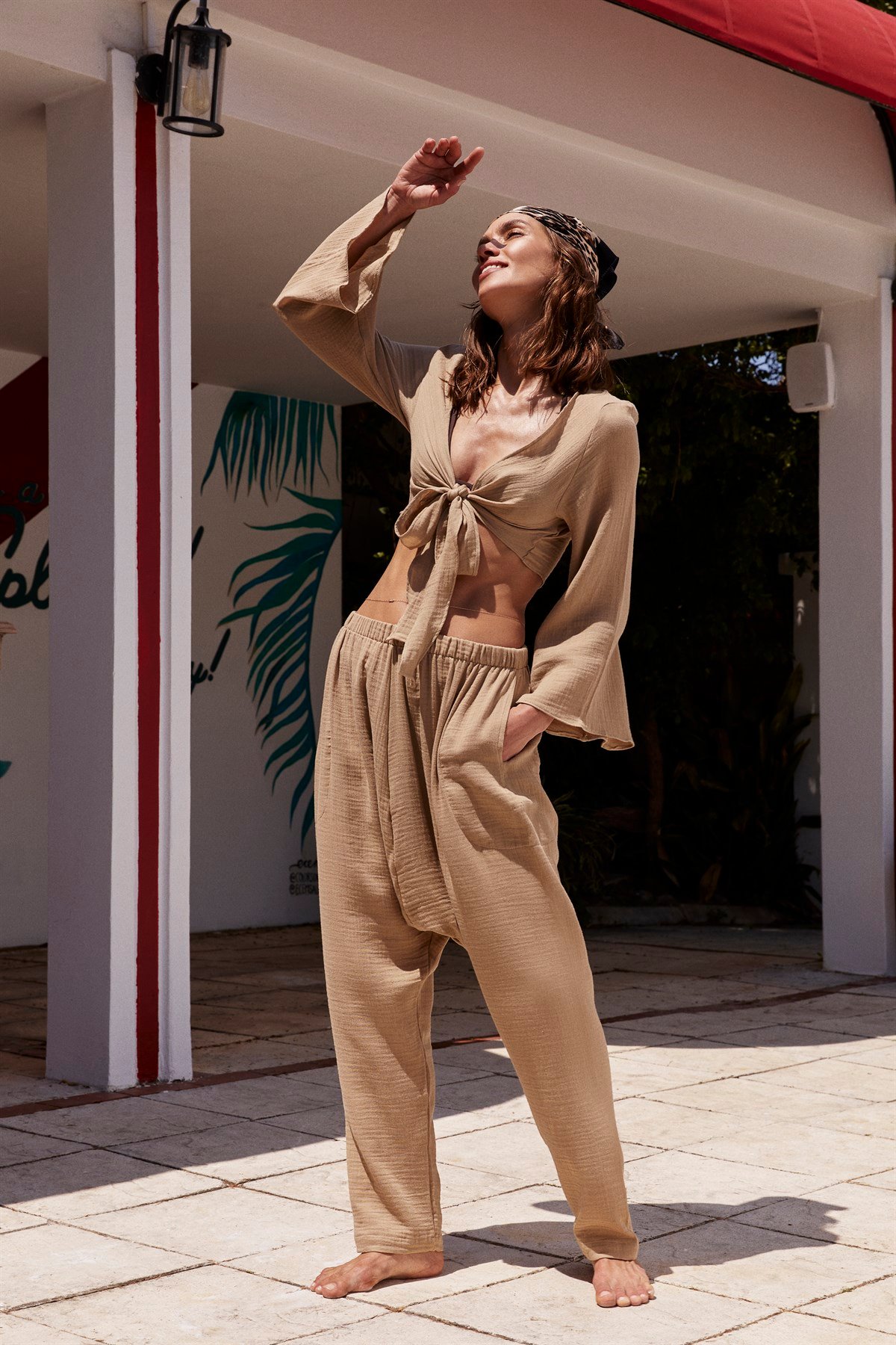 Camel Şalvar Plaj Pantolonu