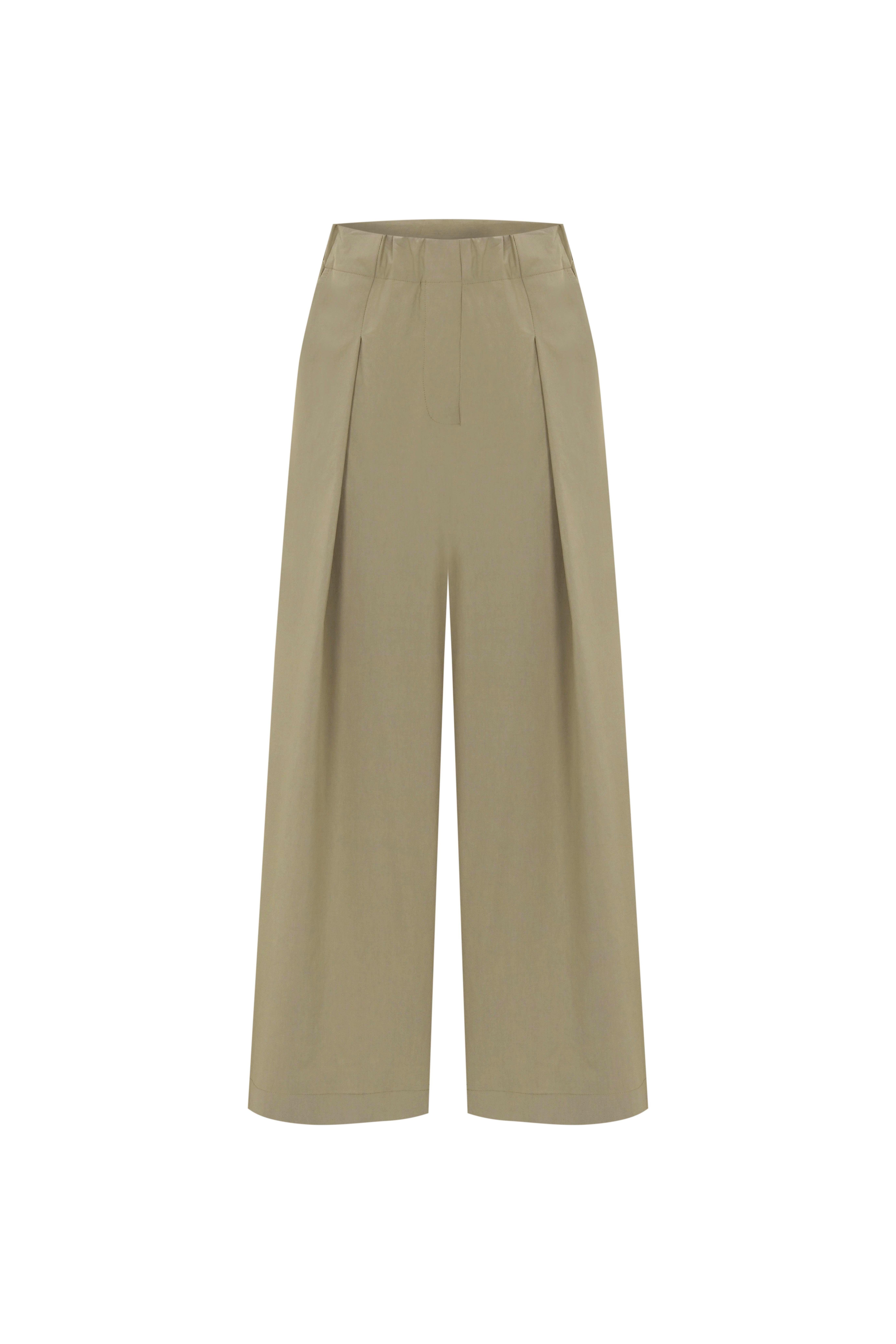 Camel Teknik Kumaş Bol Pantolon