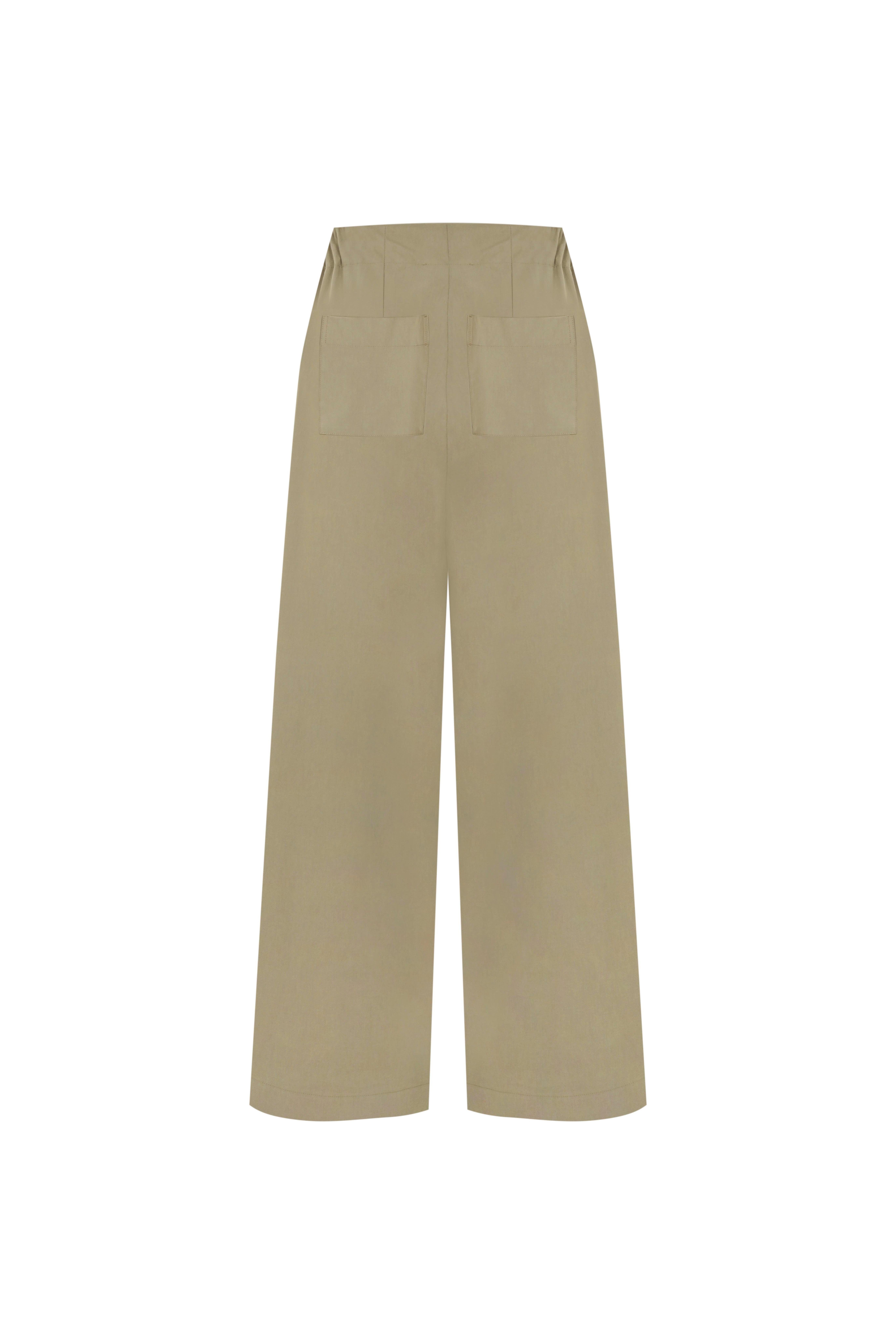 Camel Teknik Kumaş Bol Pantolon