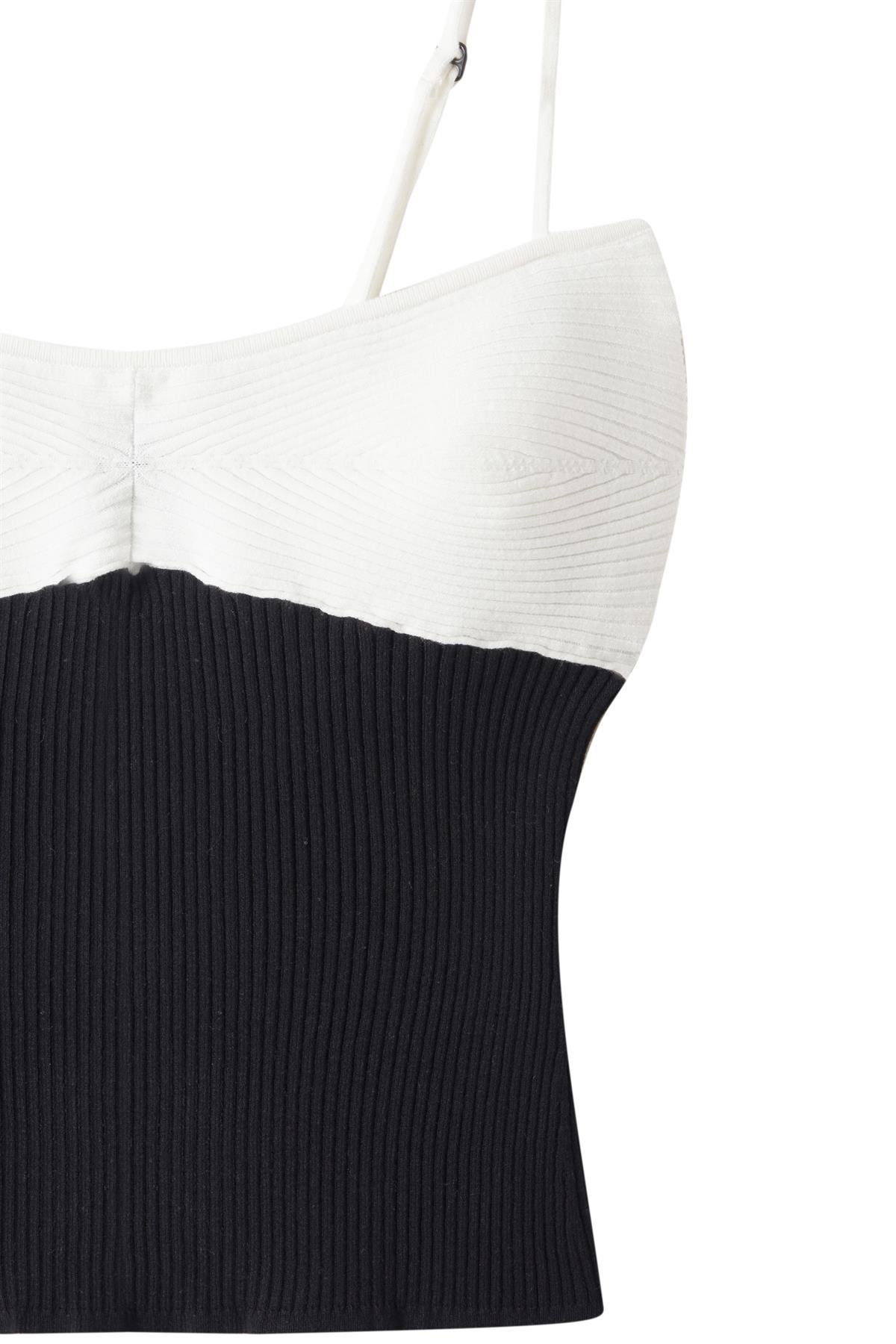 Colorblock Korse Görünümlü Triko Büstiyer