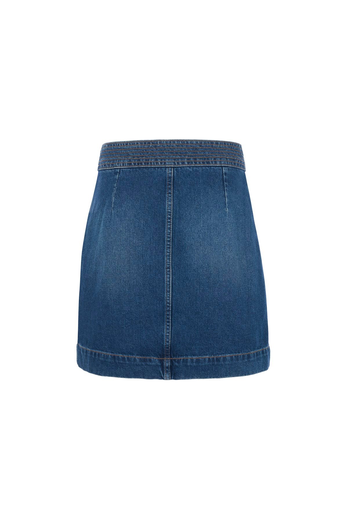 Düğmeli Kısa Denim Etek 