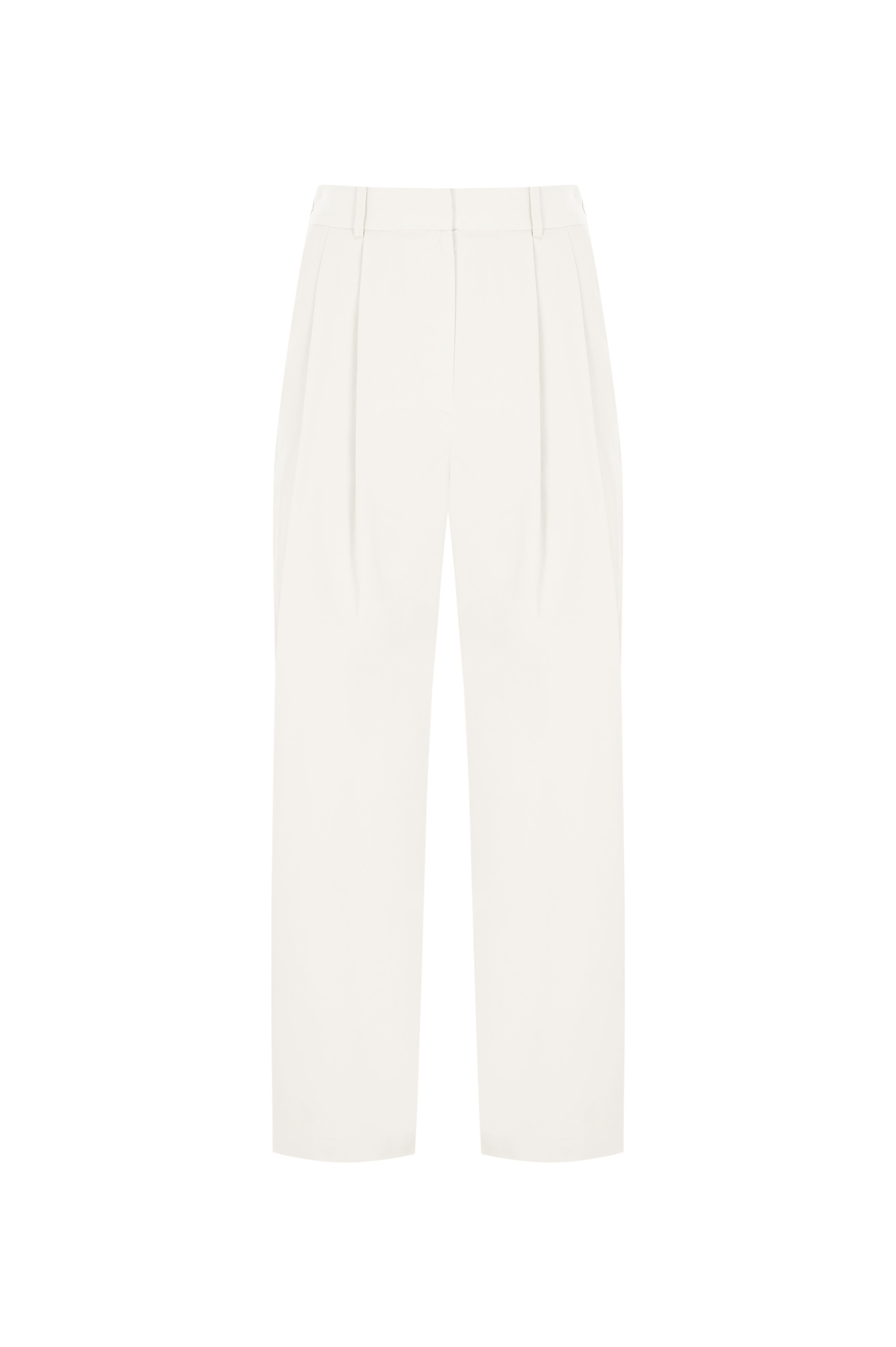 Ekru Çift Pilili Koton Pantolon