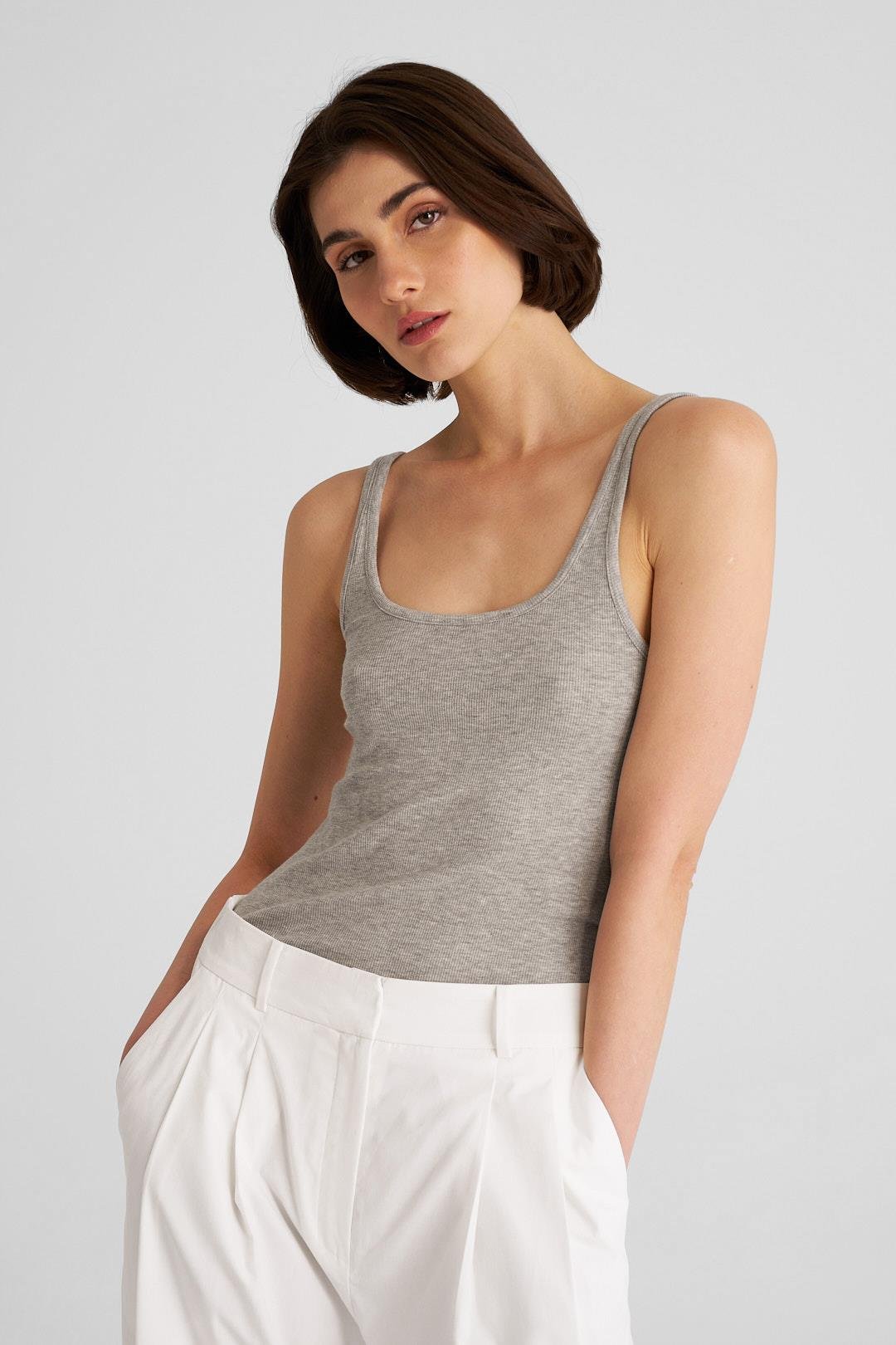 Ekru Çift Pilili Koton Pantolon