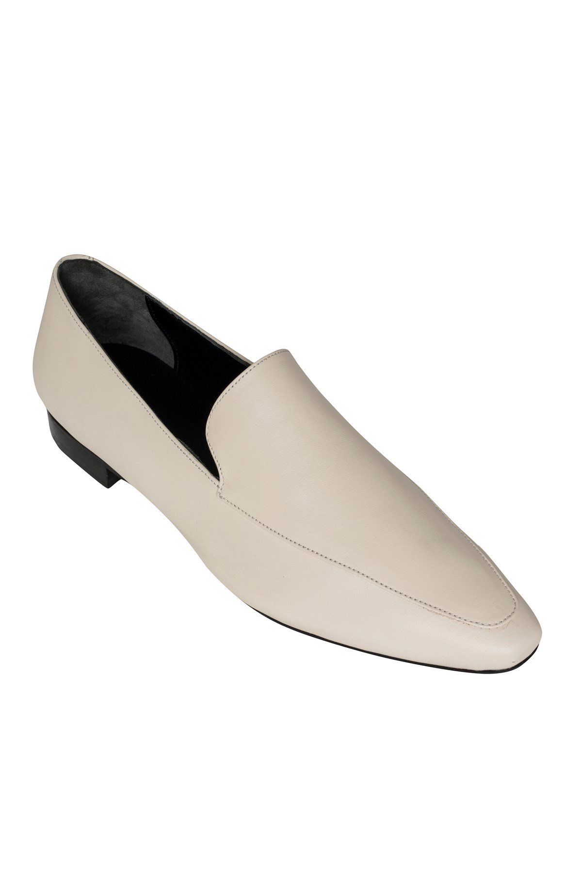 Ekru Dikiş Detaylı Sivri Loafer