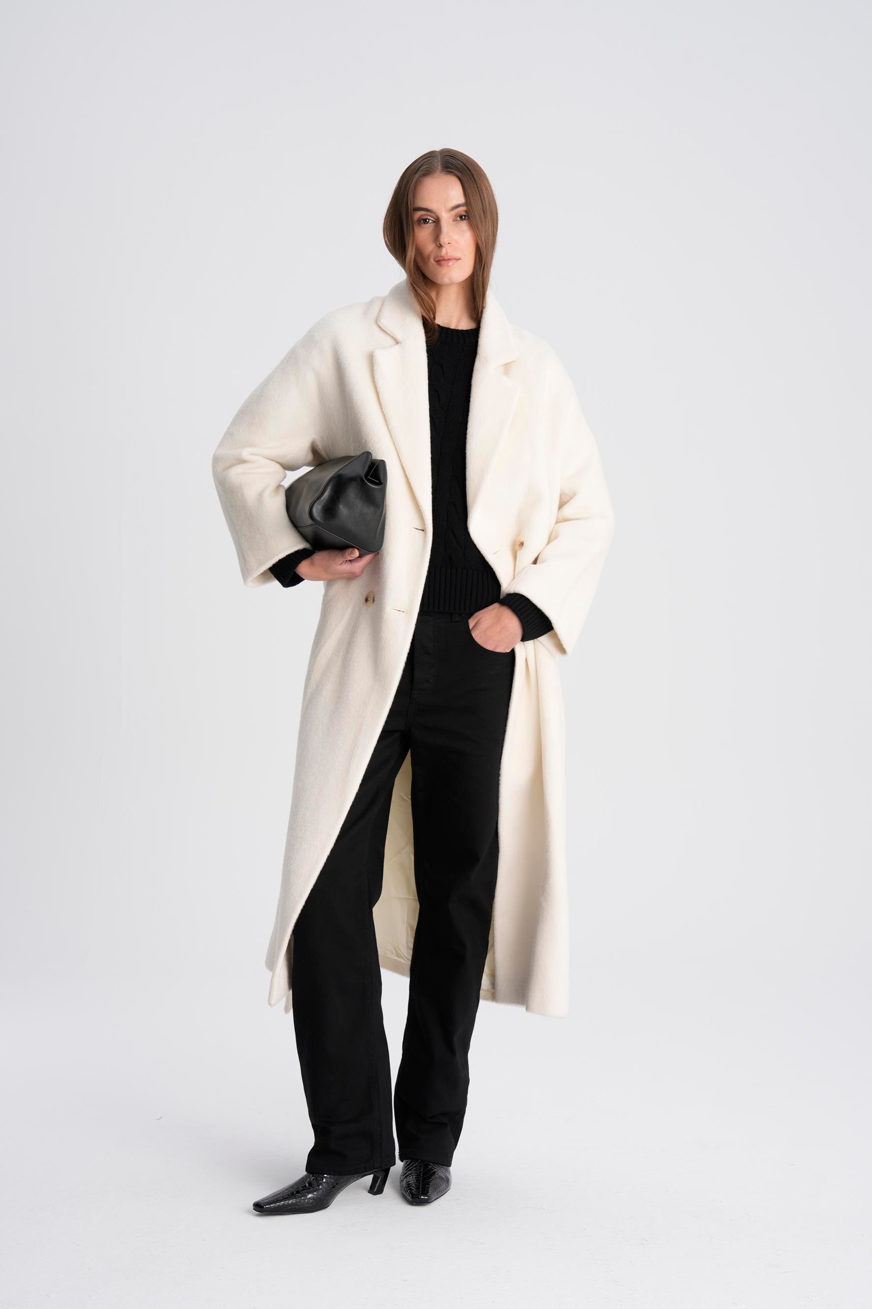 Ekru İstanbul Alpaka Klasik Palto