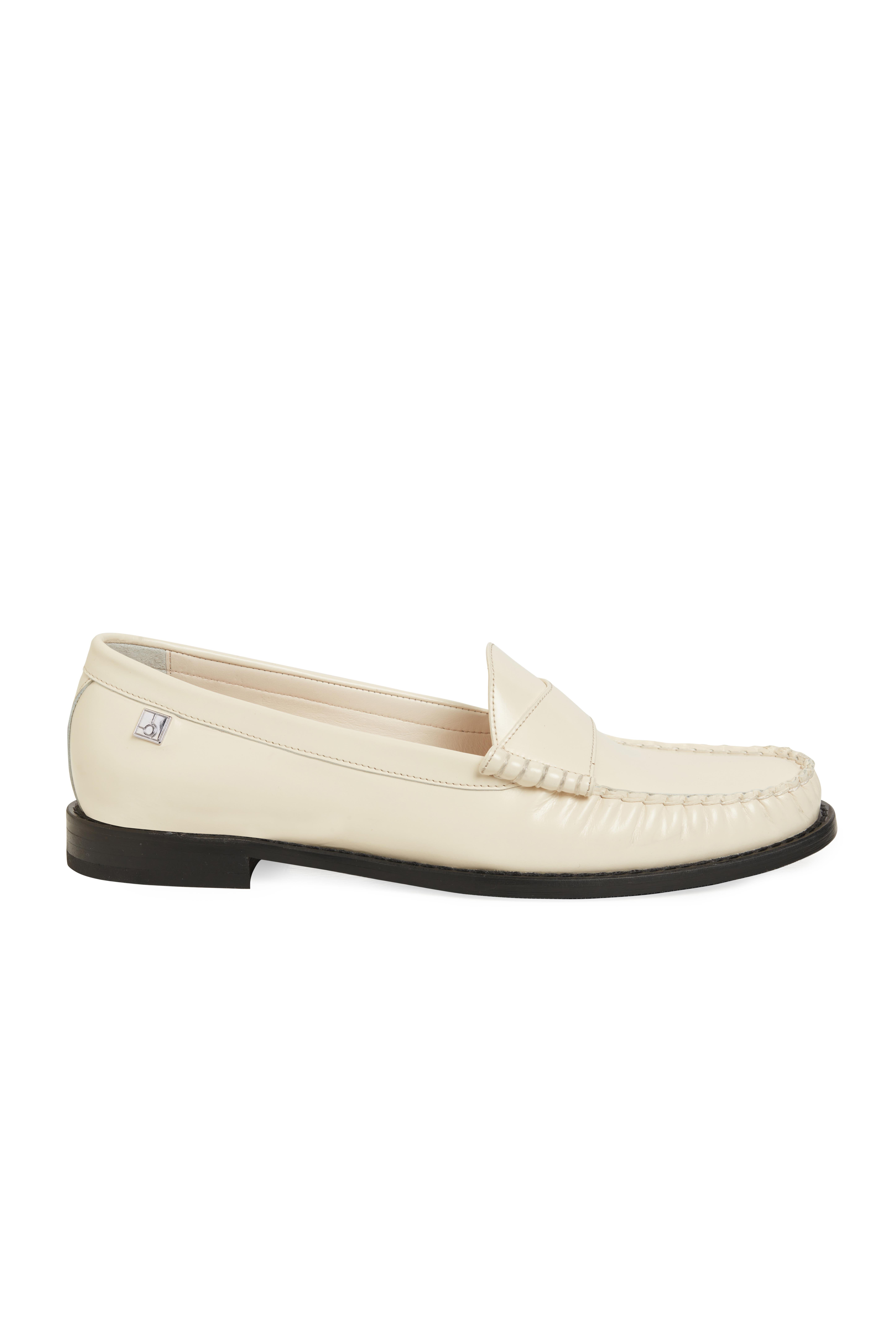 Ekru Klasik Deri Loafer