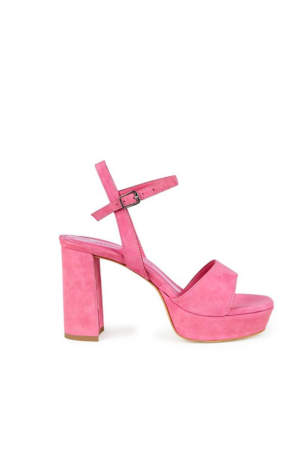 Fuşya Tek Bant Süet Platform Ayakkabı