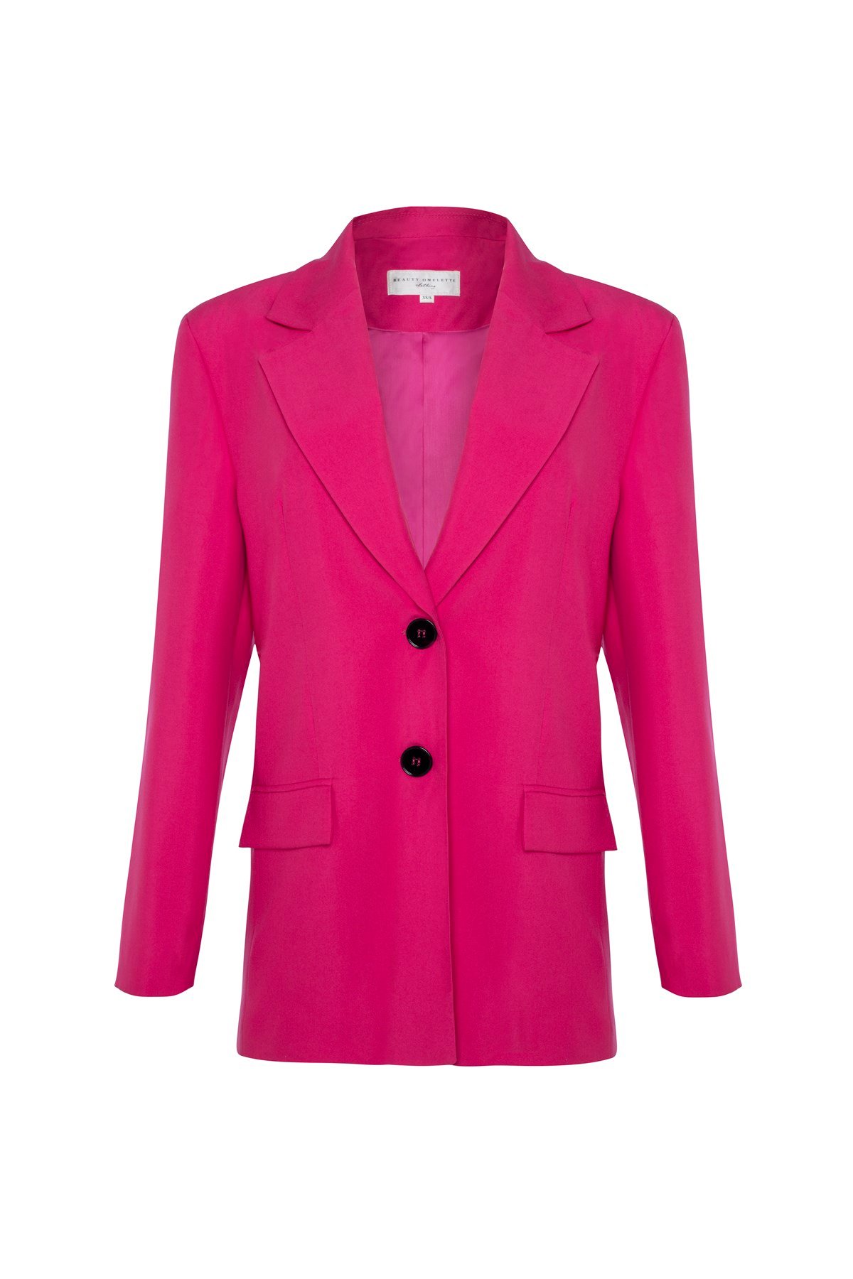 Fuşya Vatkalı Düz Kesim Oversize Blazer