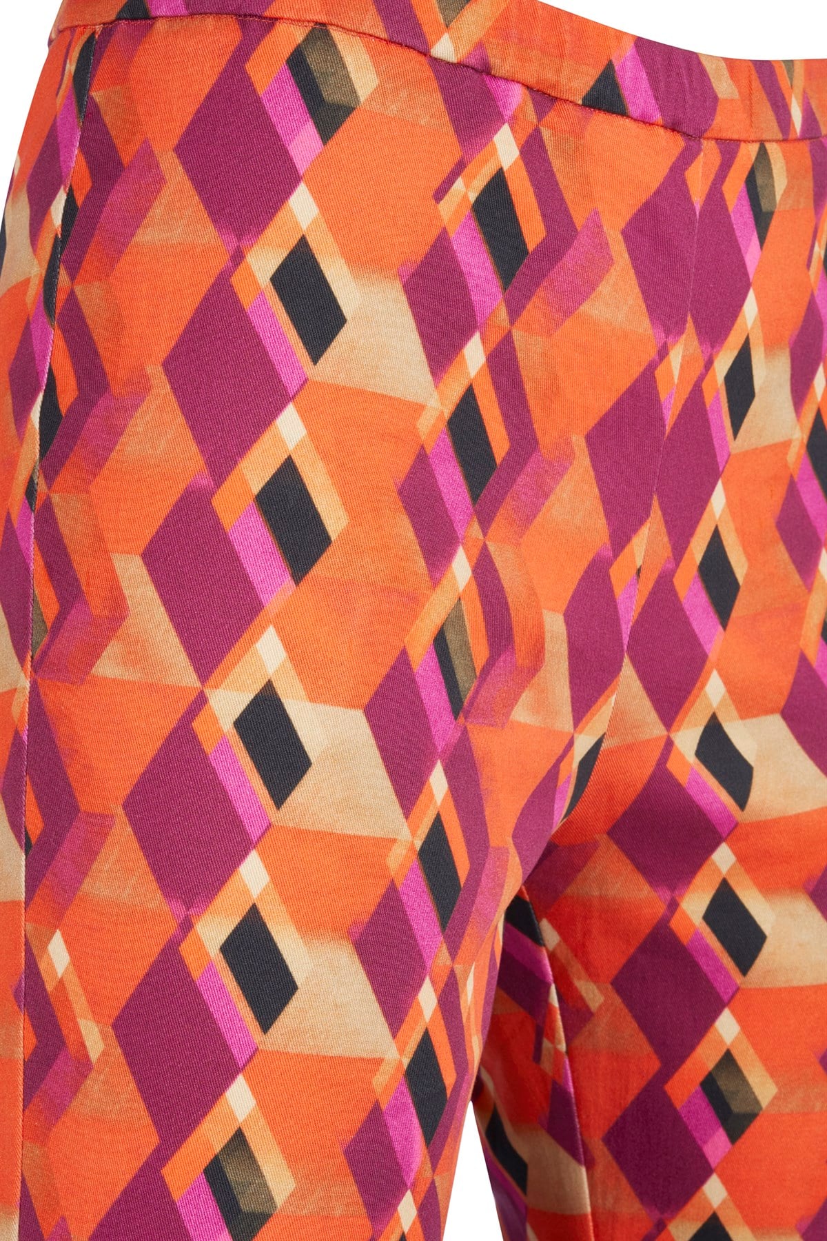 Geometrik Desen Crop Flare Koton Pantolon