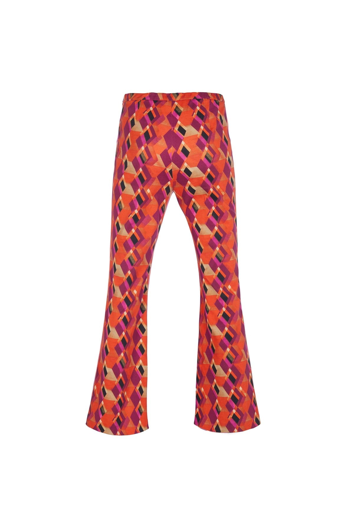 Geometrik Desen Crop Flare Koton Pantolon