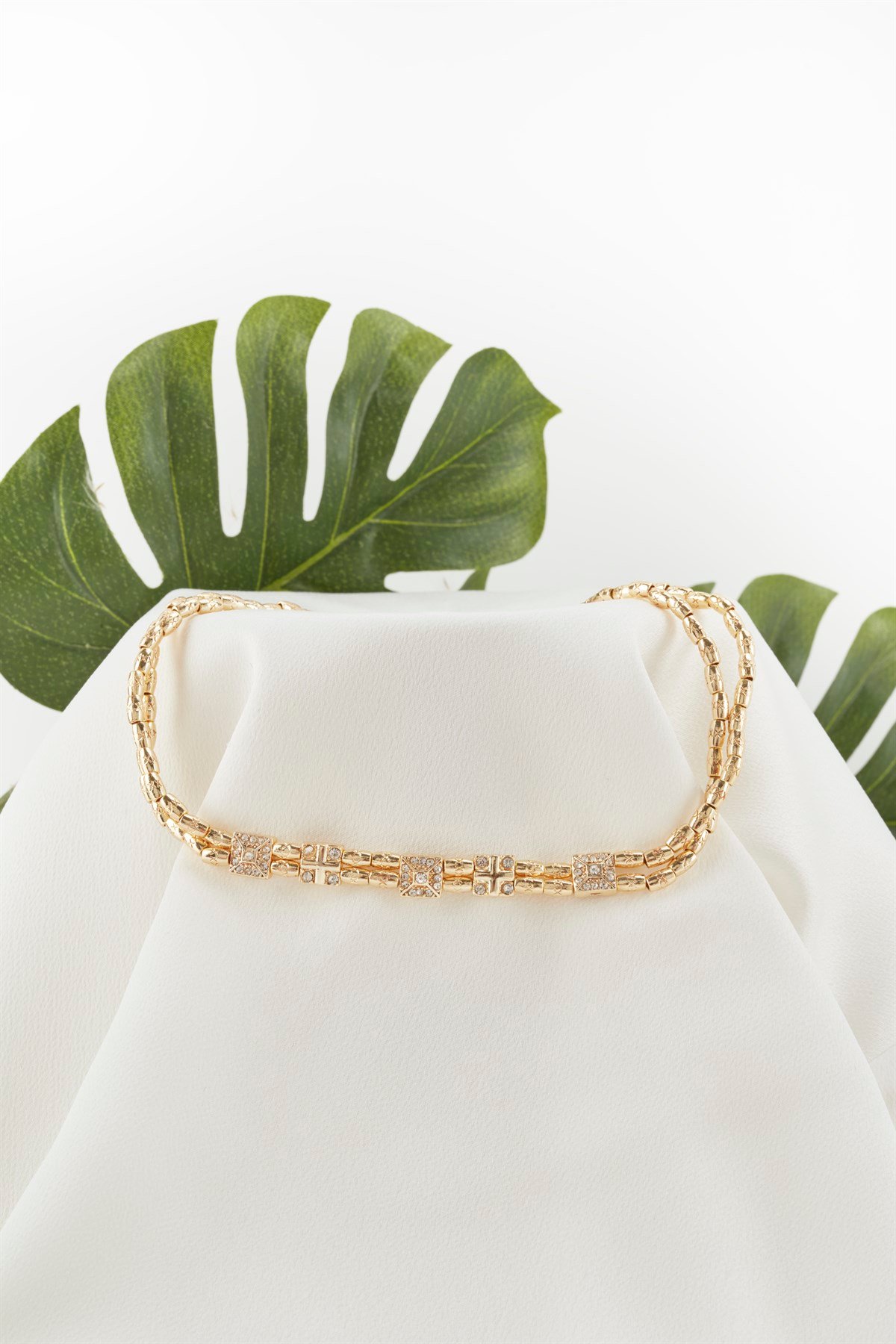 Gold 3Lü Set Taşlı Kolye