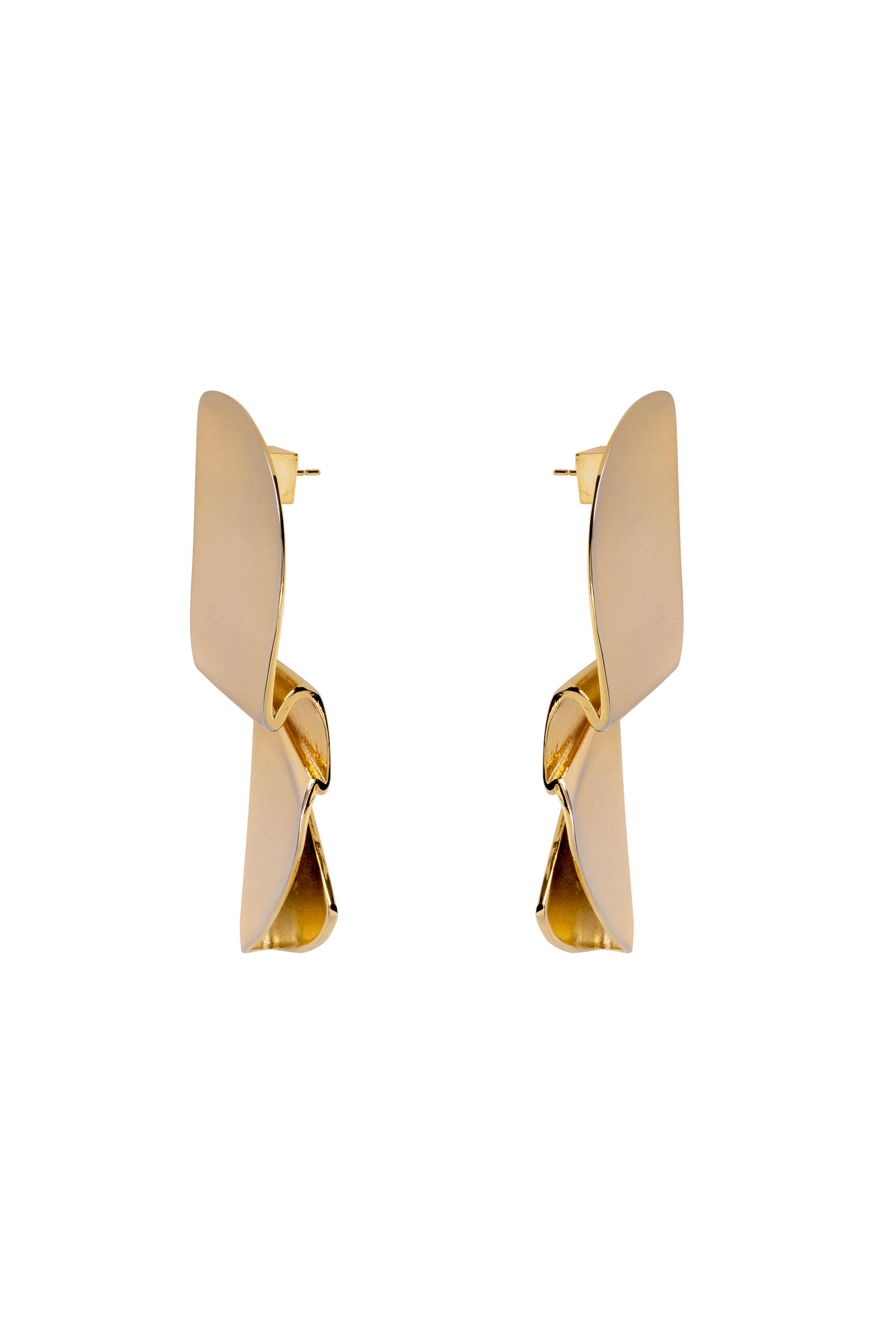 Gold Asimetrik Formlu Metal Küpe