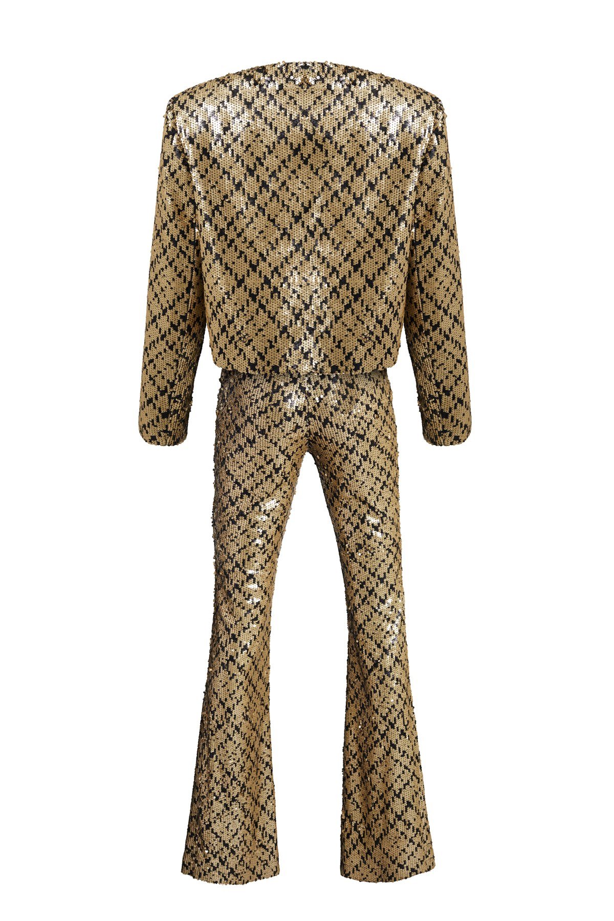 Gold Çift Renkli Payetli Flare Pantolon - Special Edition