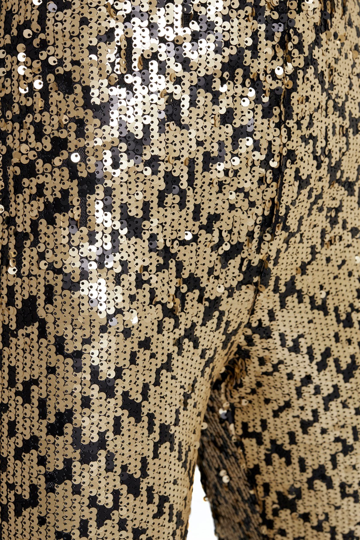 Gold Çift Renkli Payetli Flare Pantolon - Special Edition
