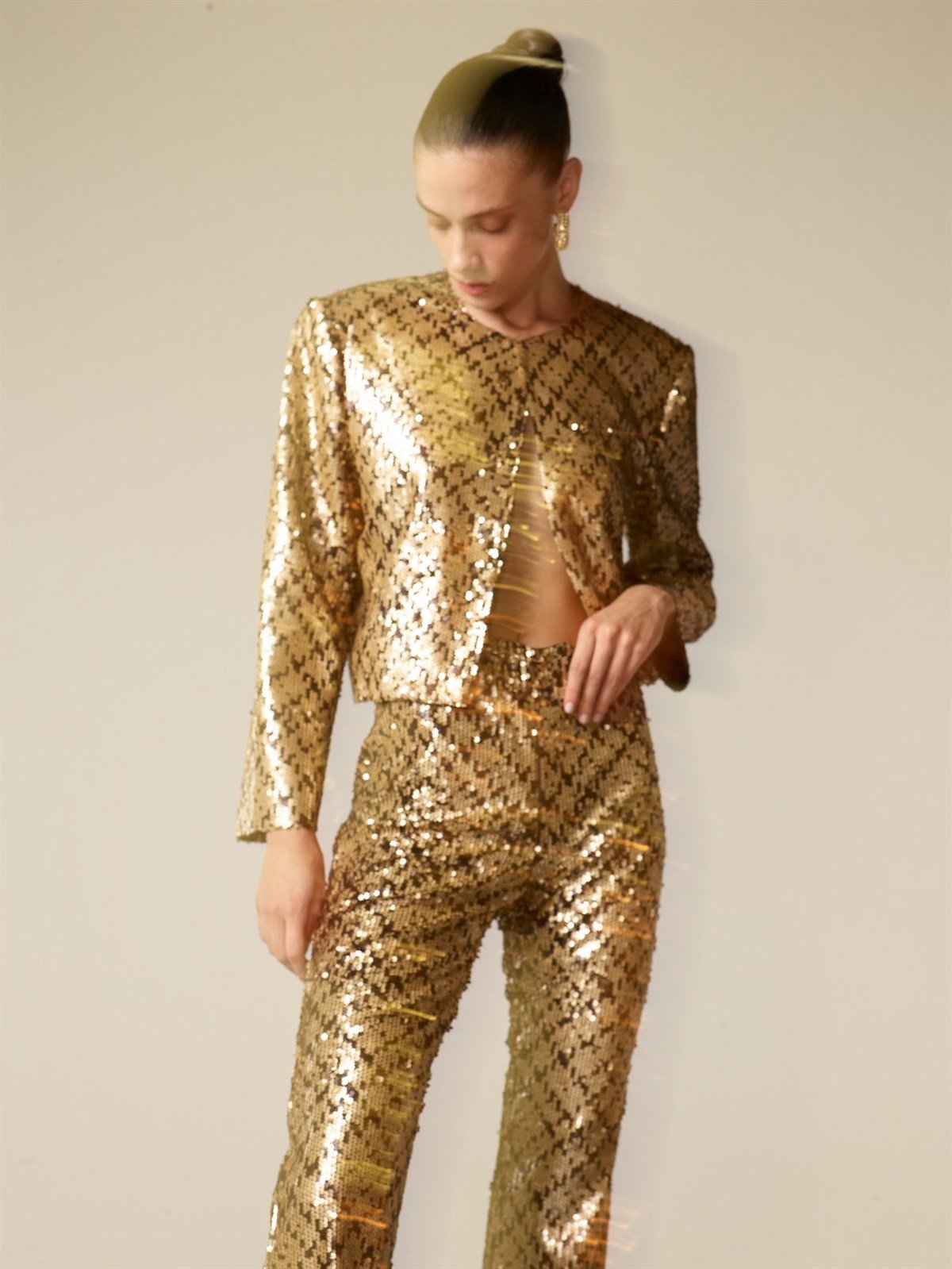 Gold Çift Renkli Payetli Kutu Form Ceket - Special Edition
