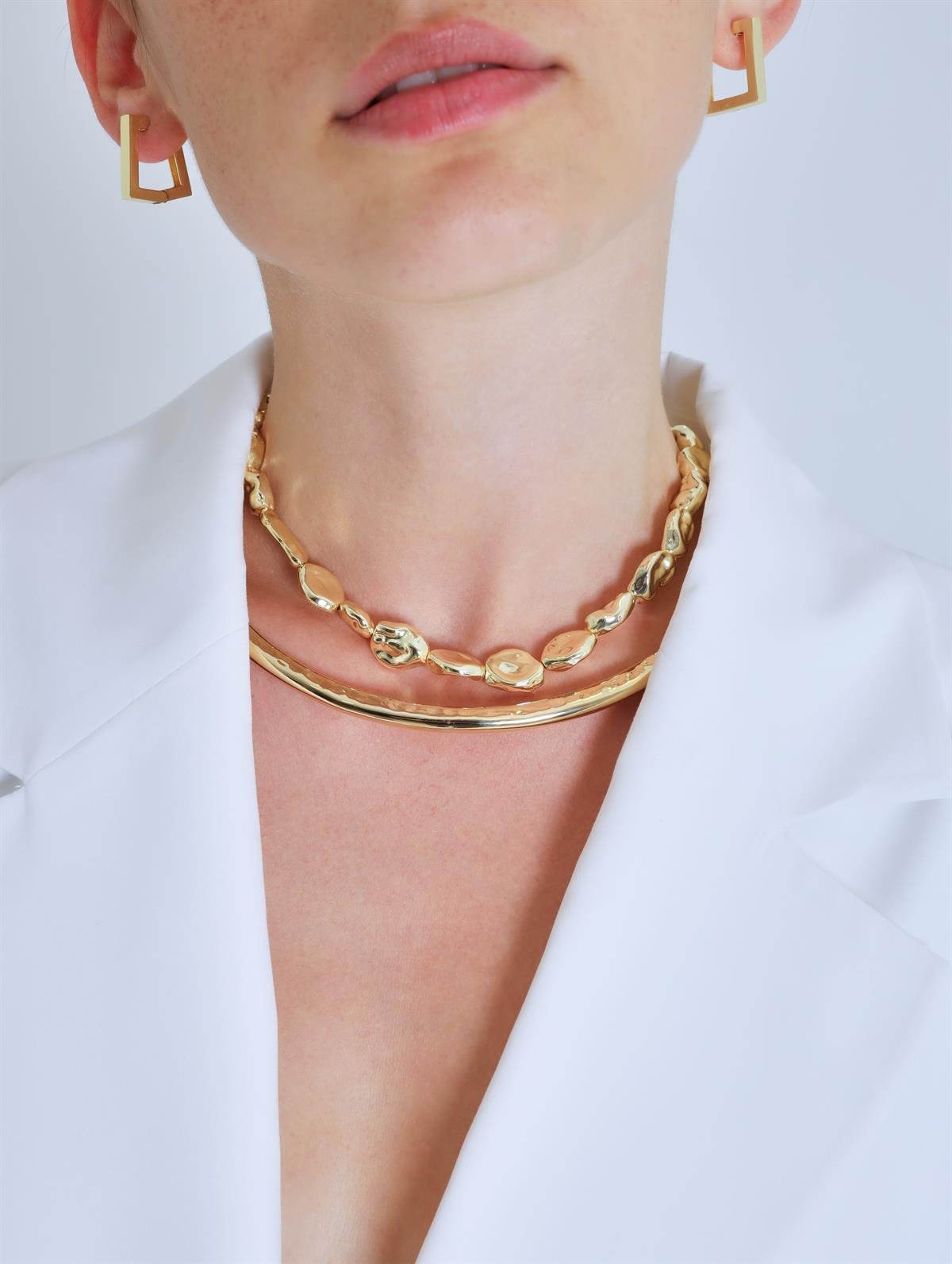 Gold Minimal Kare Küpe