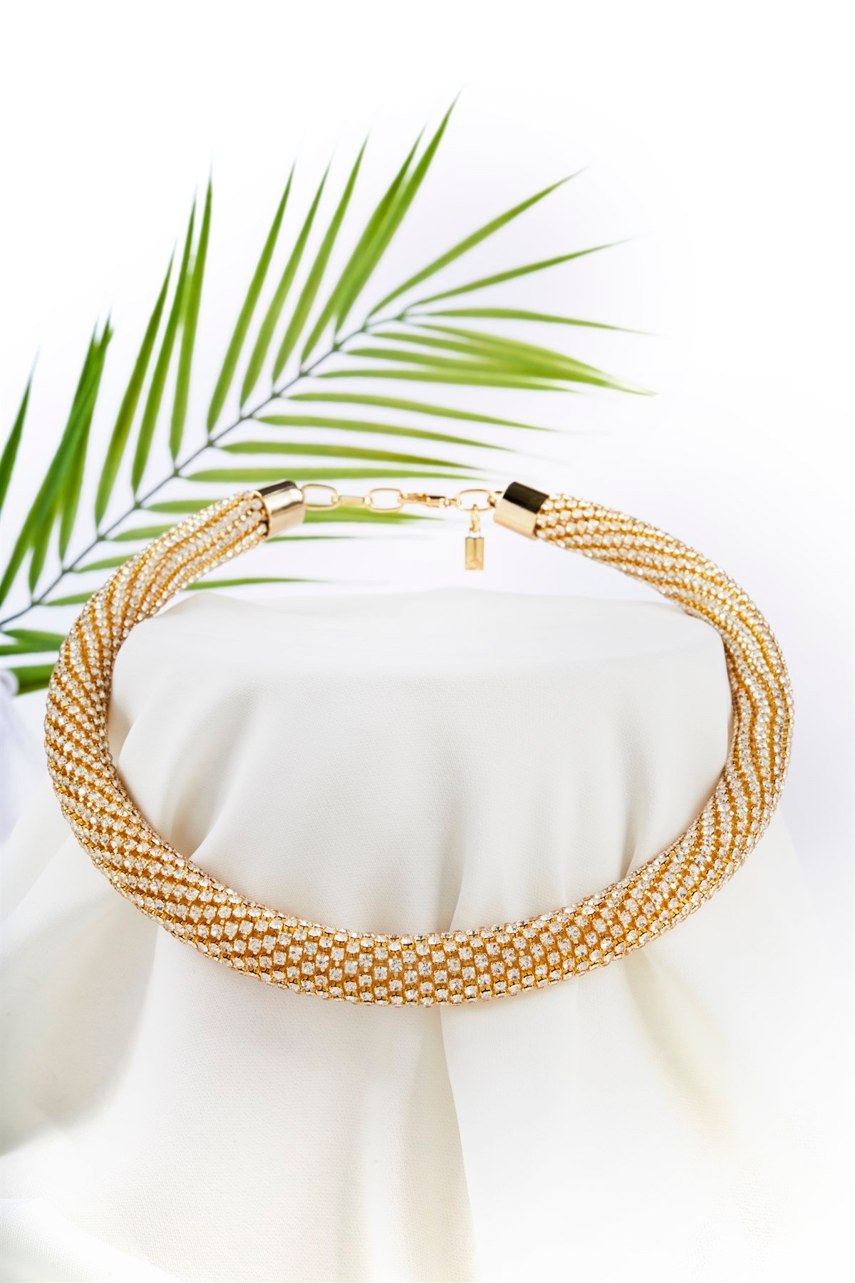 Gold Tasma Taşlı Kolye