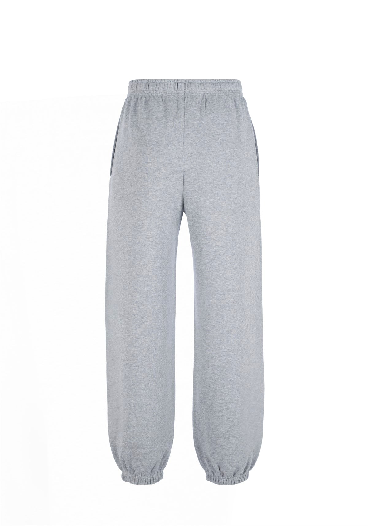 Gri Bol Paçası Lastikli Sweatpants