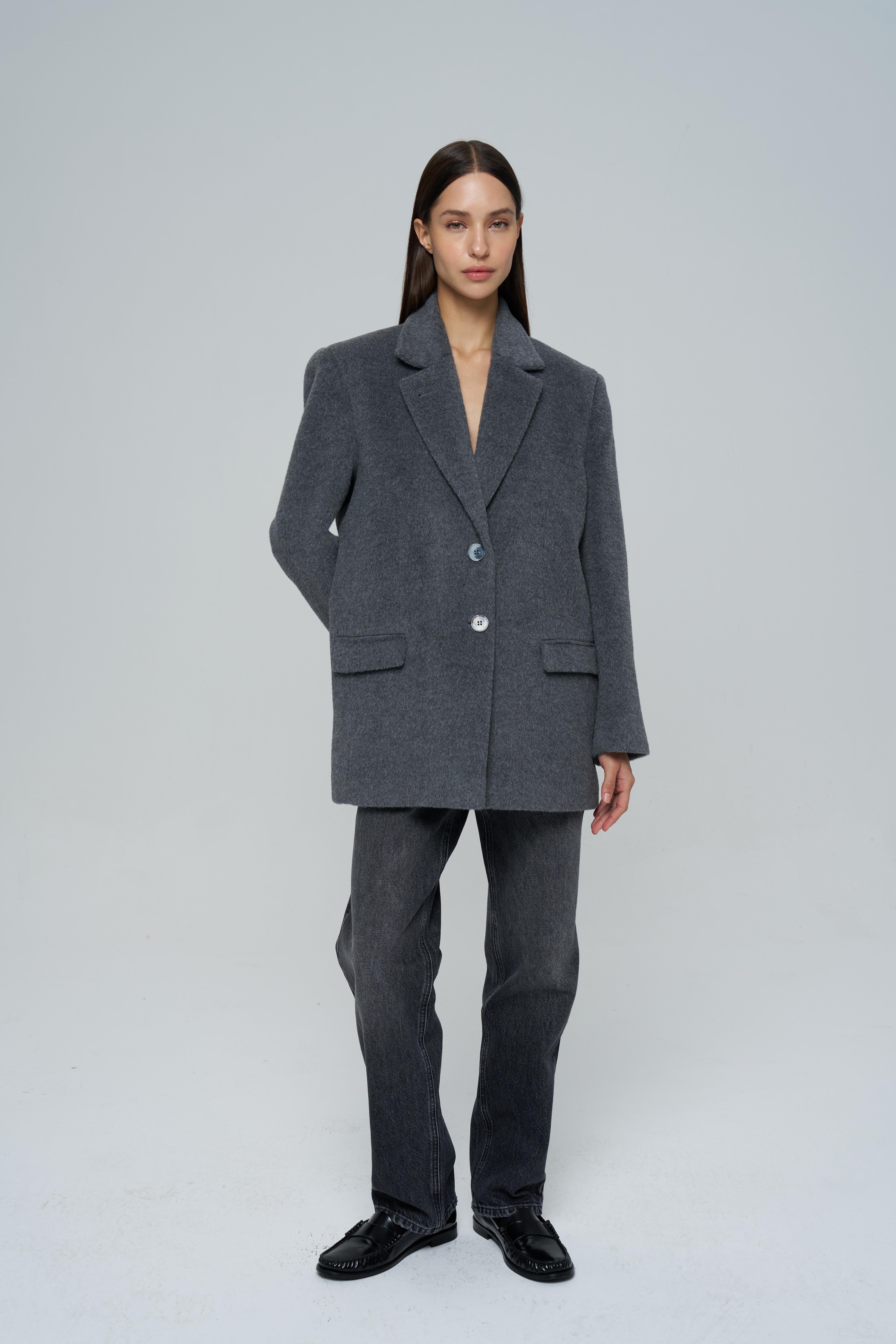 Gri Daddy Alpaka Ceket Kaban