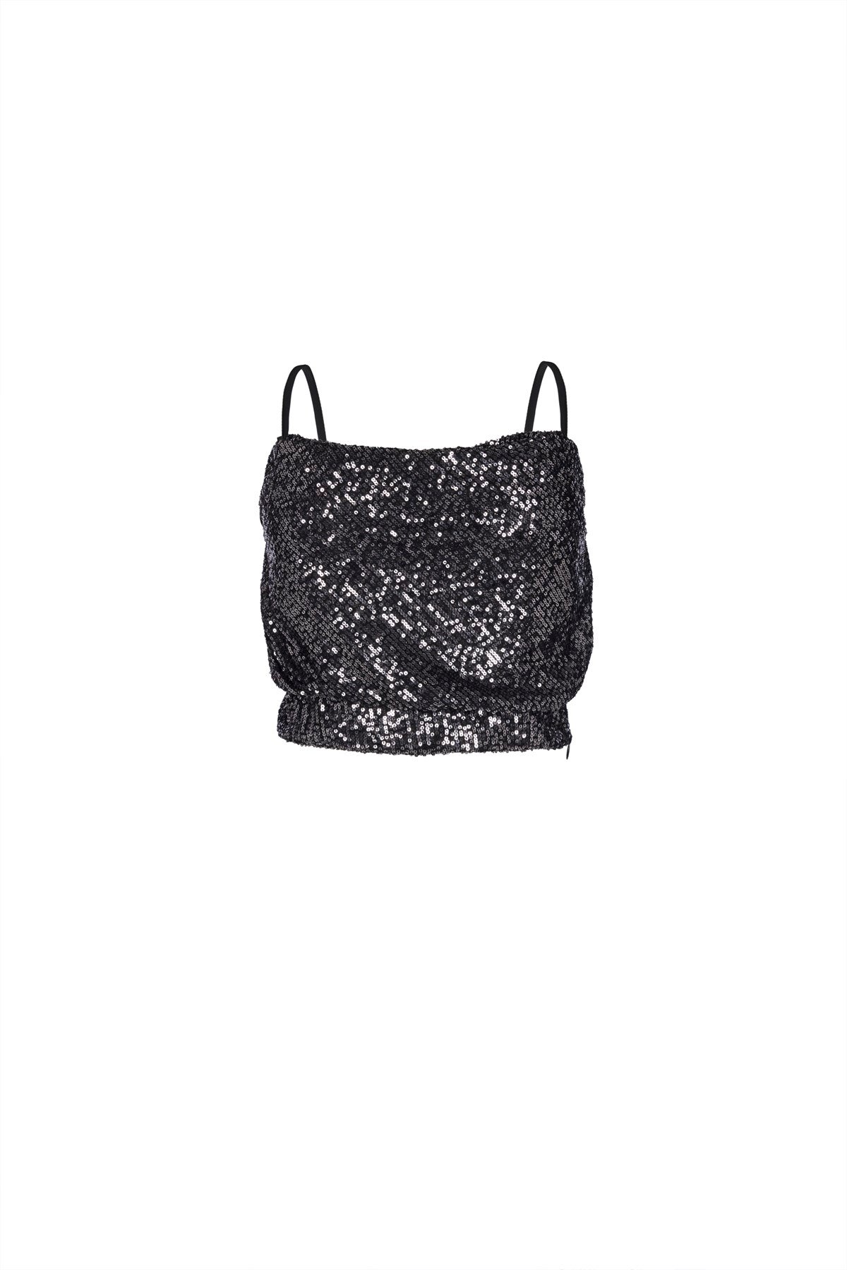 Gri Degaje Yaka Payetli Atlet