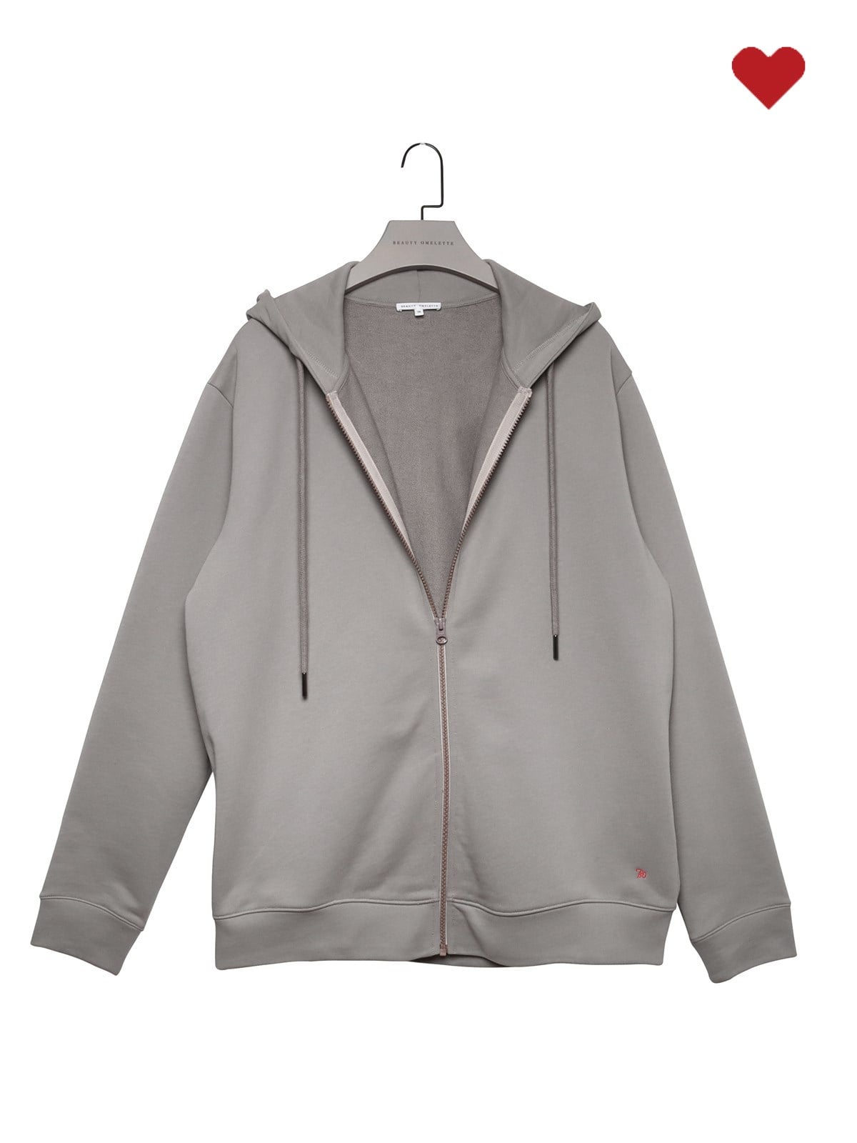 Gri Fermuarlı Kapüşonlu Sweatshirt