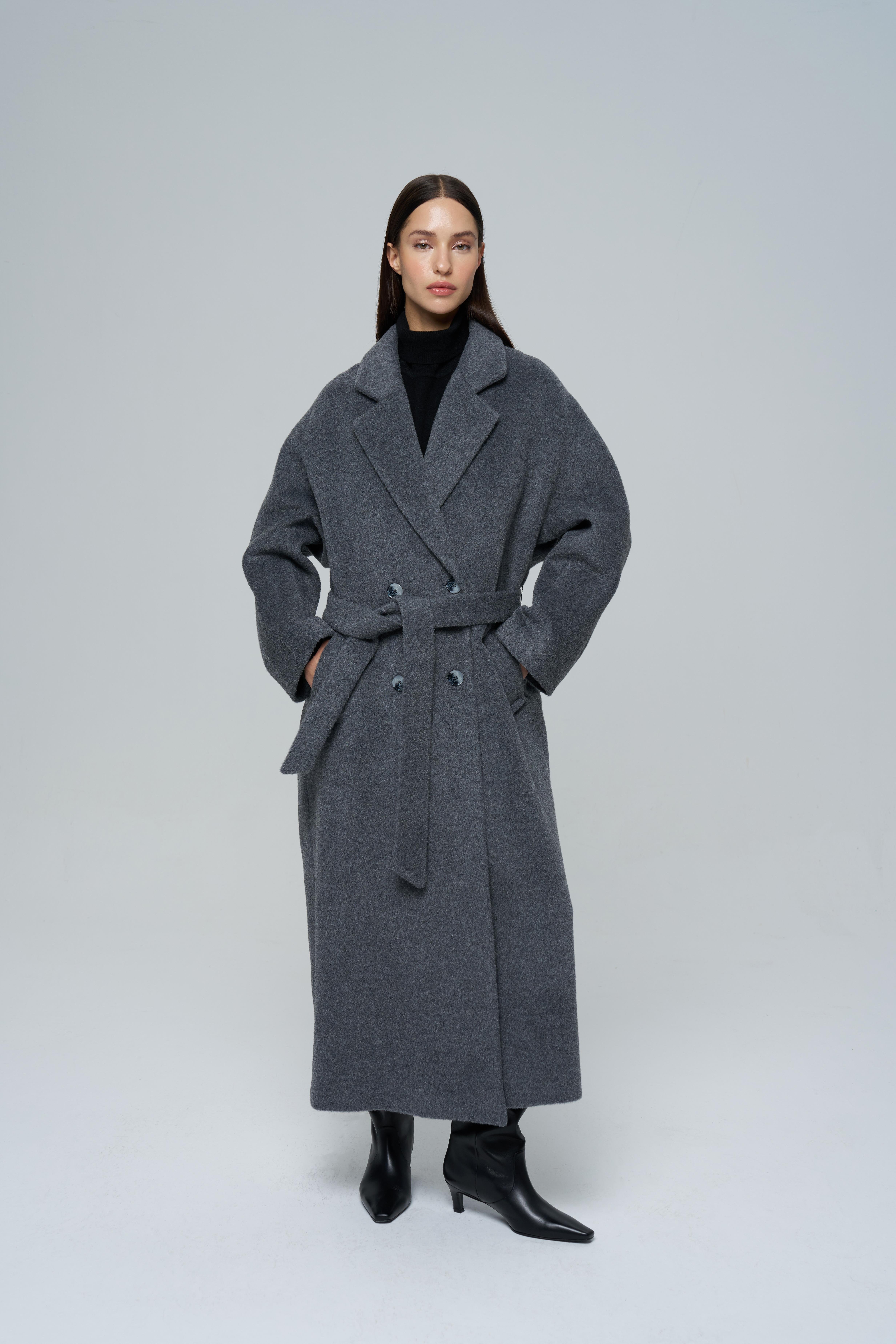 Gri İstanbul Alpaka Klasik Palto