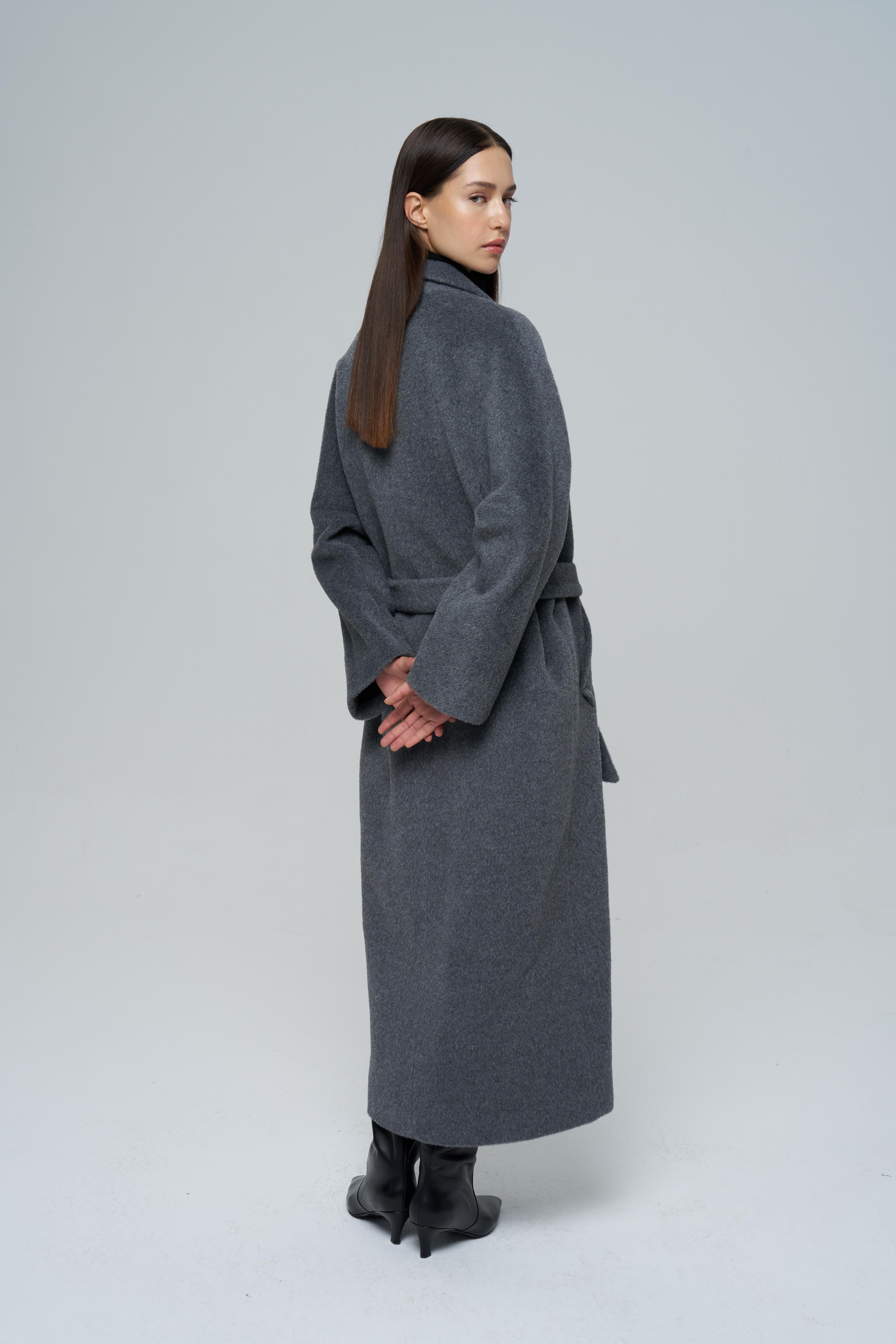 Gri İstanbul Alpaka Klasik Palto