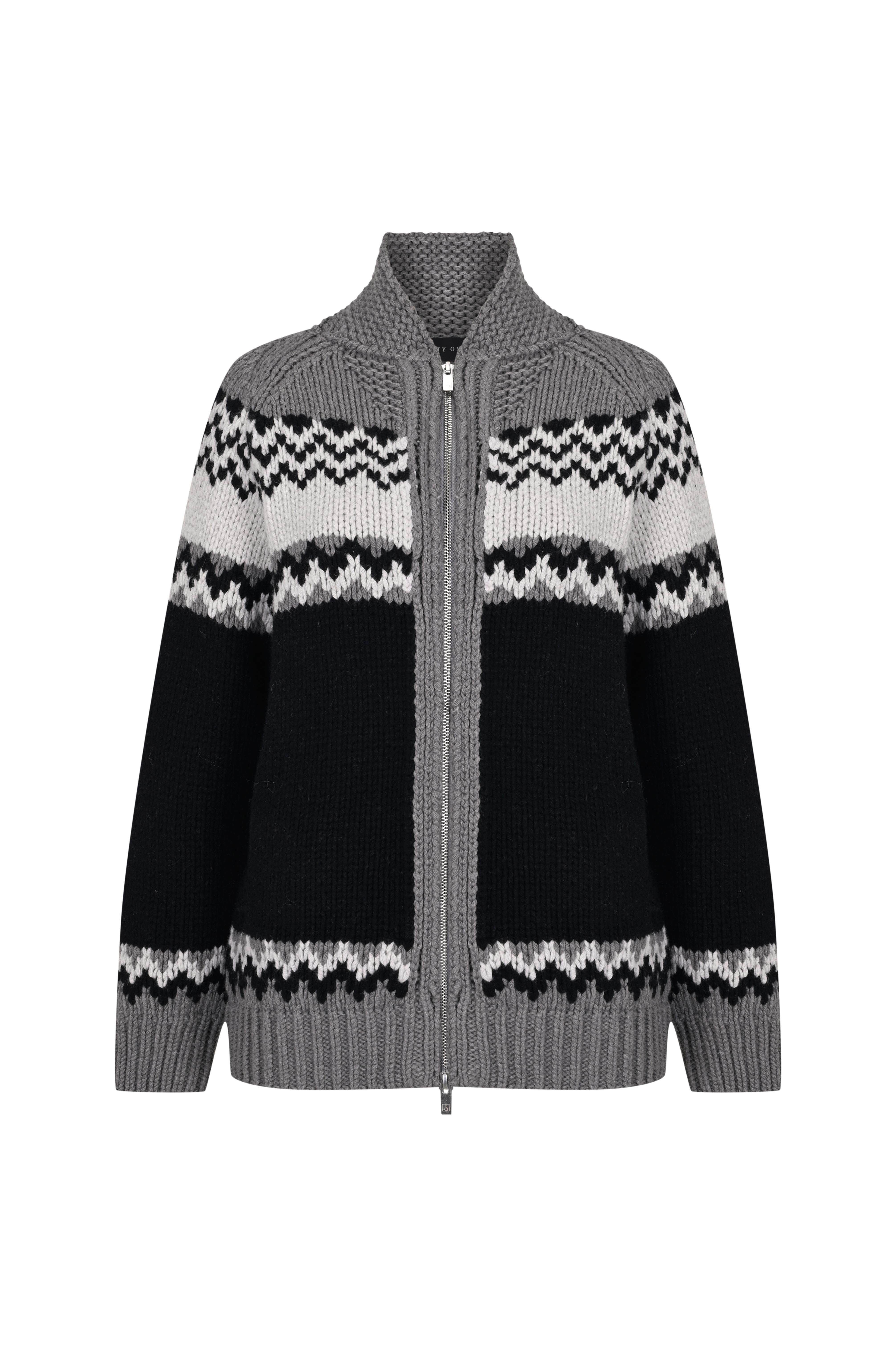 Gri Jakarlı Yün Hırka