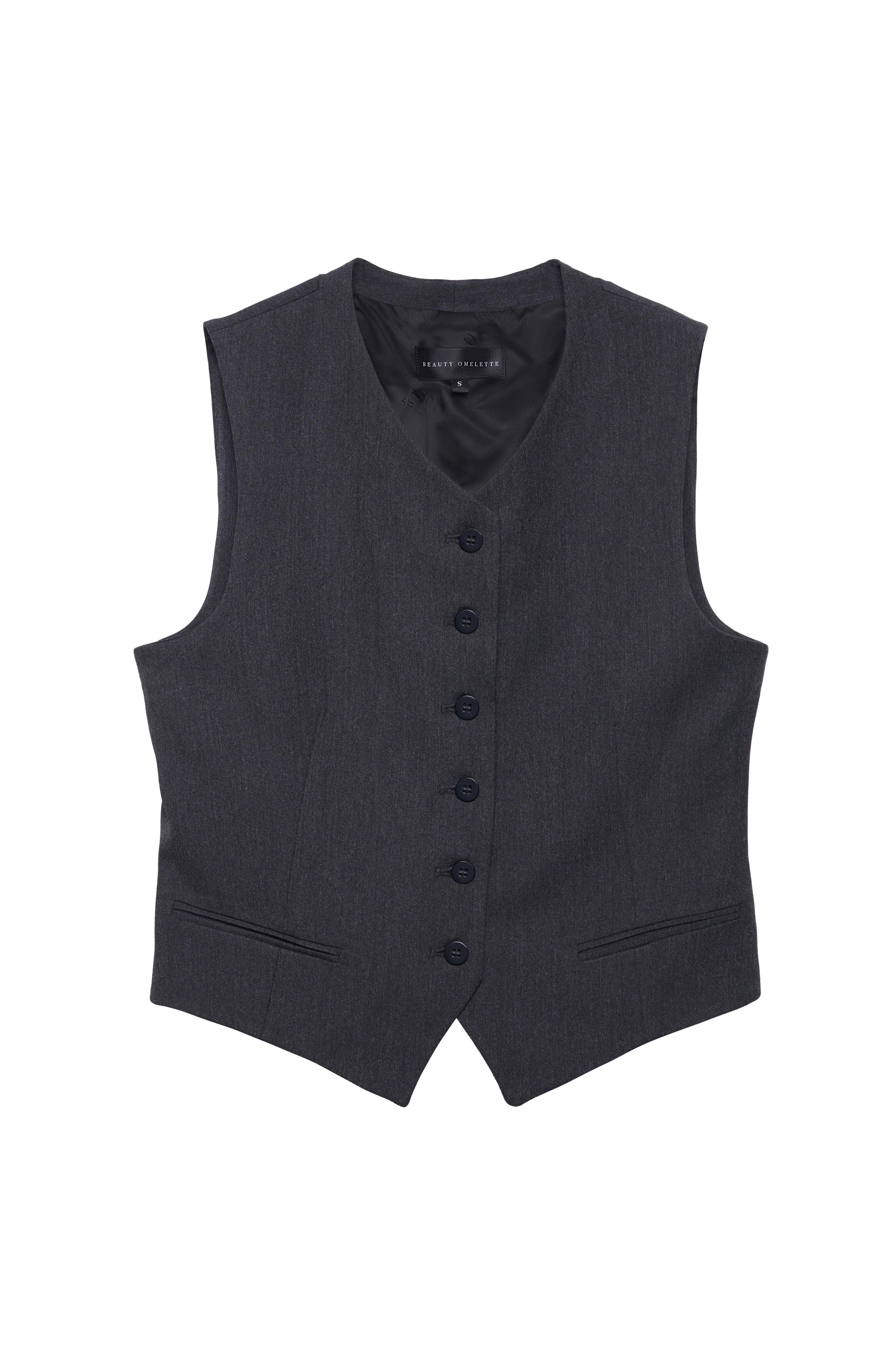 Gri Kapalı Yaka Yelek