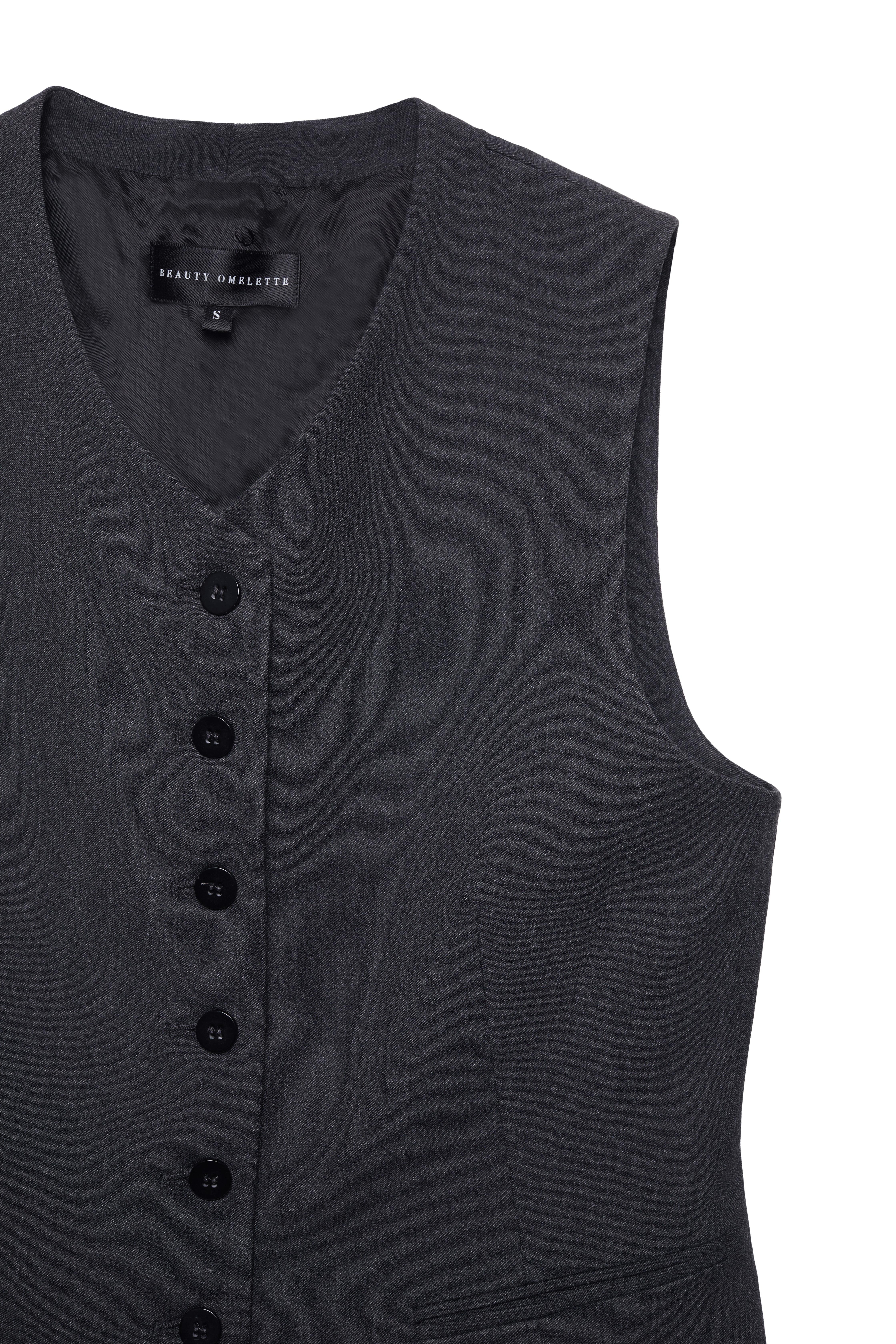 Gri Kapalı Yaka Yelek
