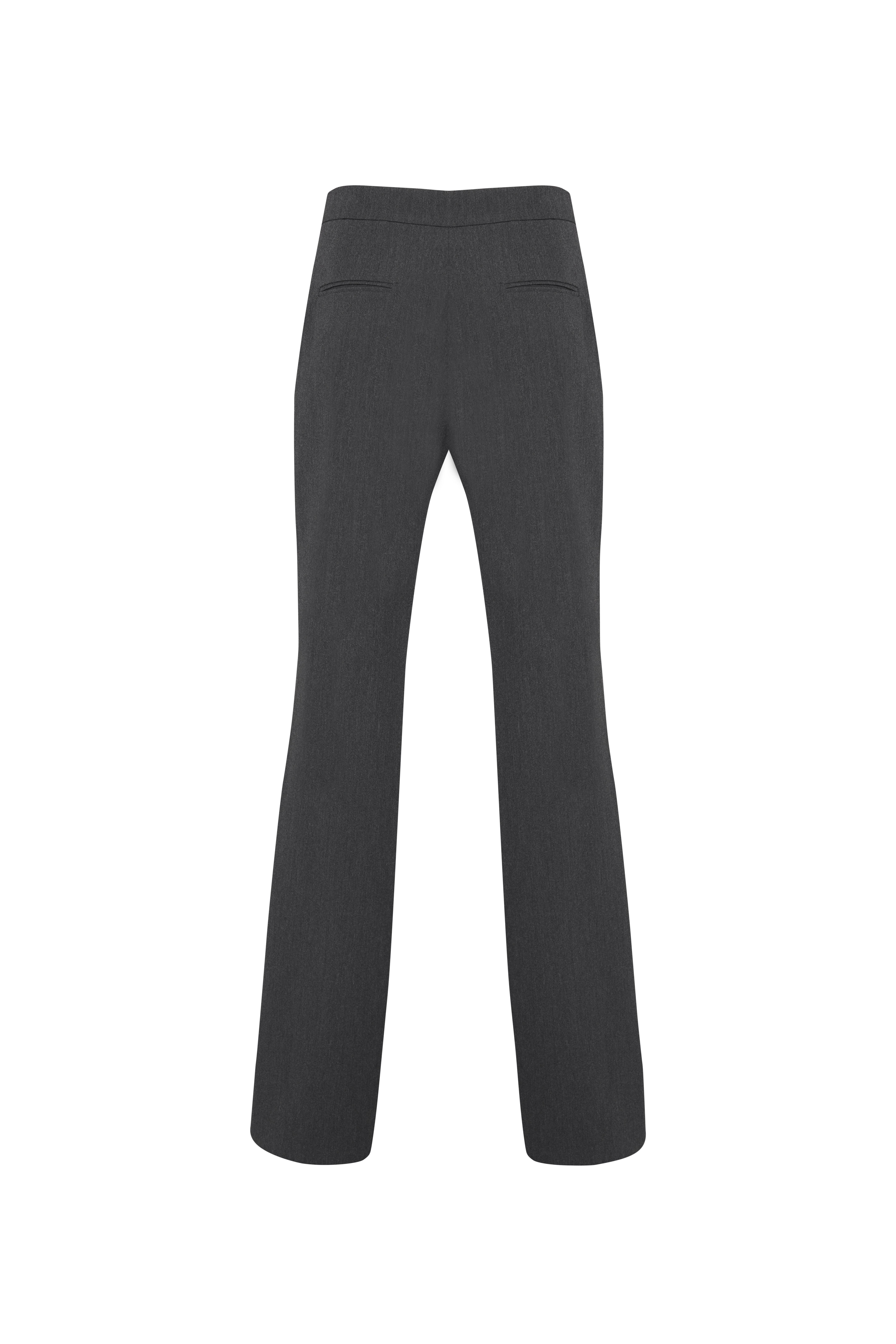 Gri Kemerli Straight Fit Pantolon