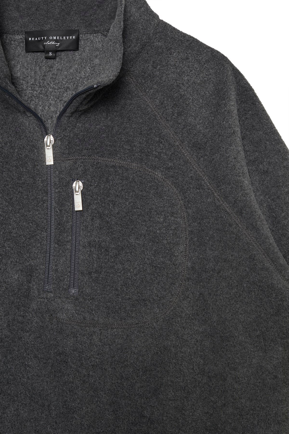 Gri Logo Detaylı Oversize Polar Sweatshirt