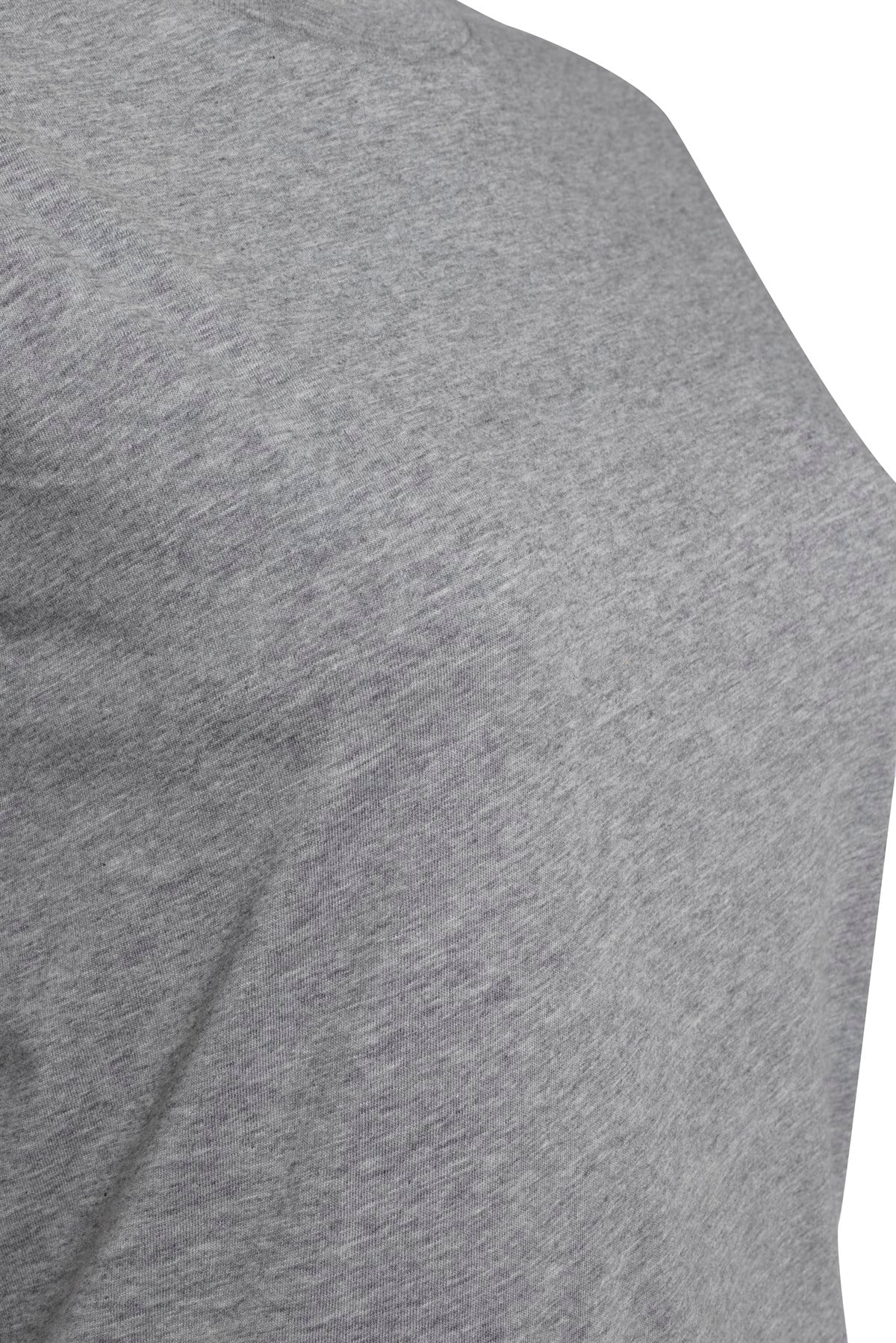 Gri Melanj Bisiklet Yaka Kısa Kol Basic Tshirt