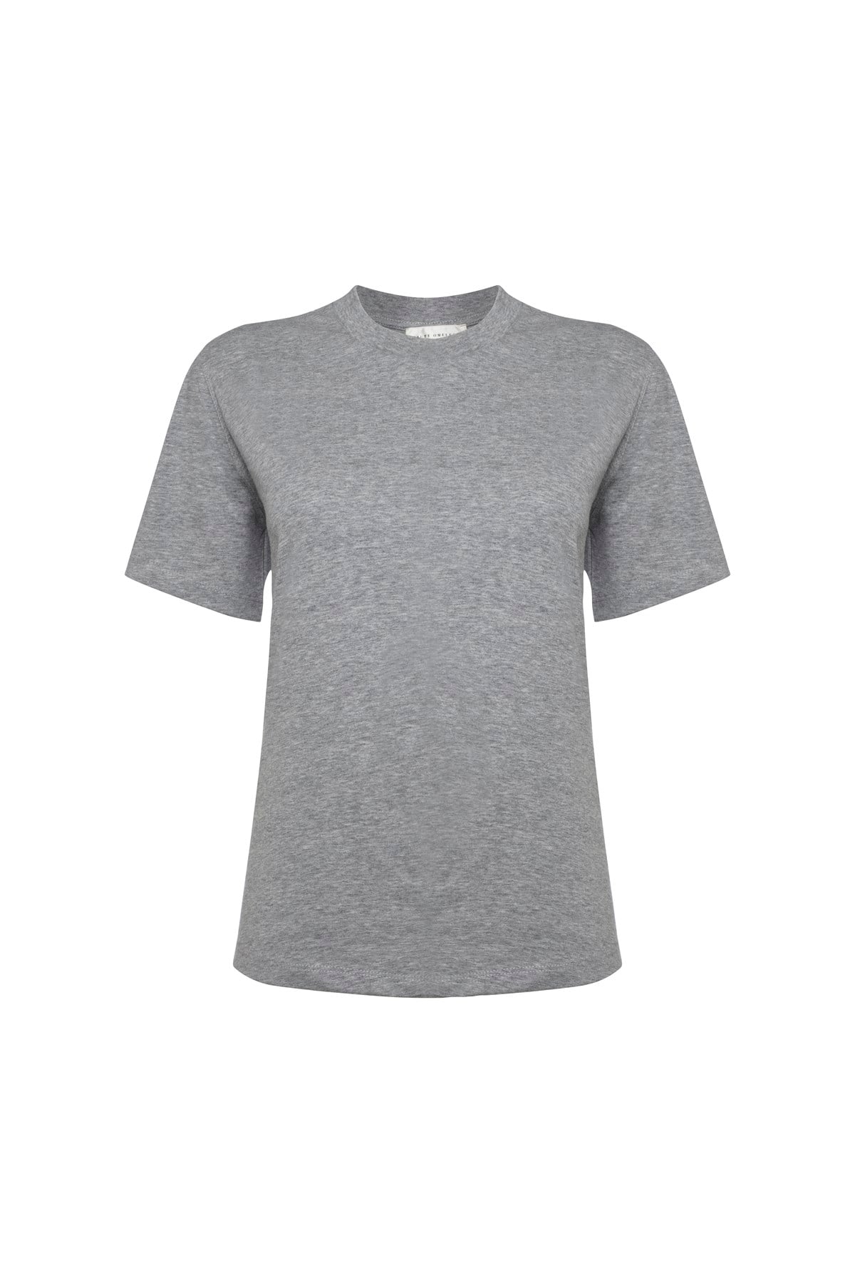Gri Melanj Bisiklet Yaka Kısa Kol Basic Tshirt