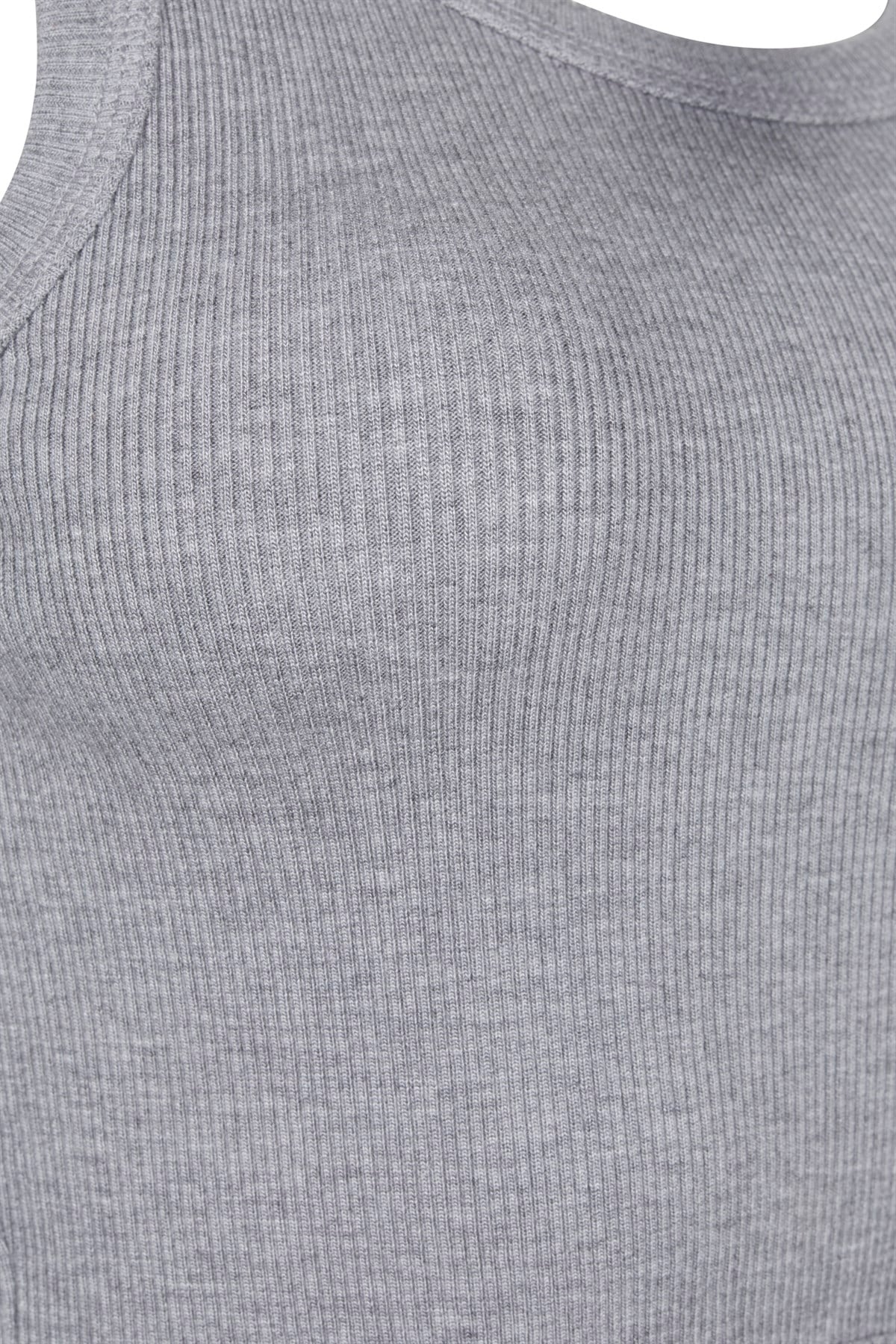 Gri Melanj Fitilli Crop Top