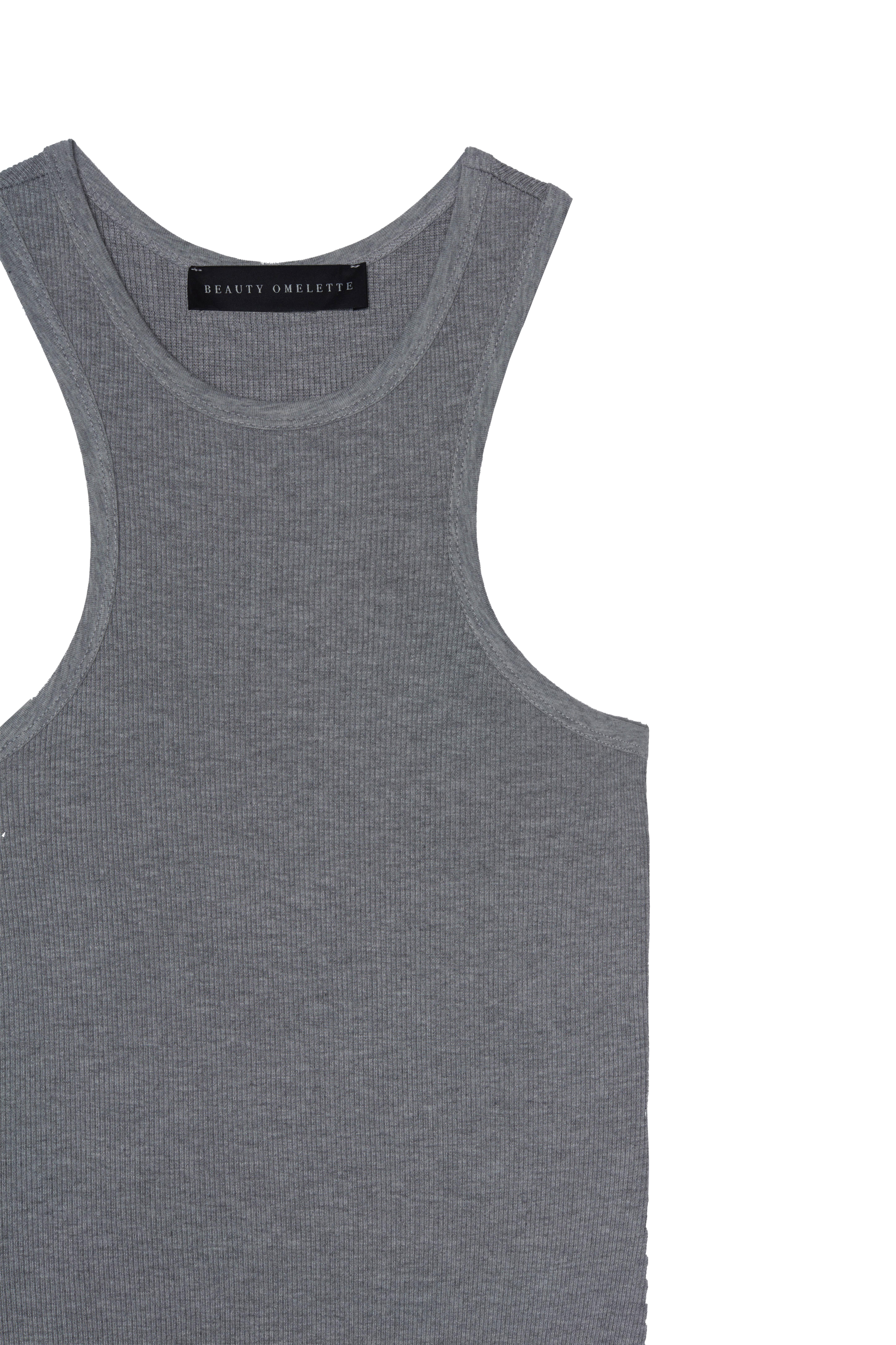 Gri Melanj Kaşkorse Halter Yaka Mini Elbise