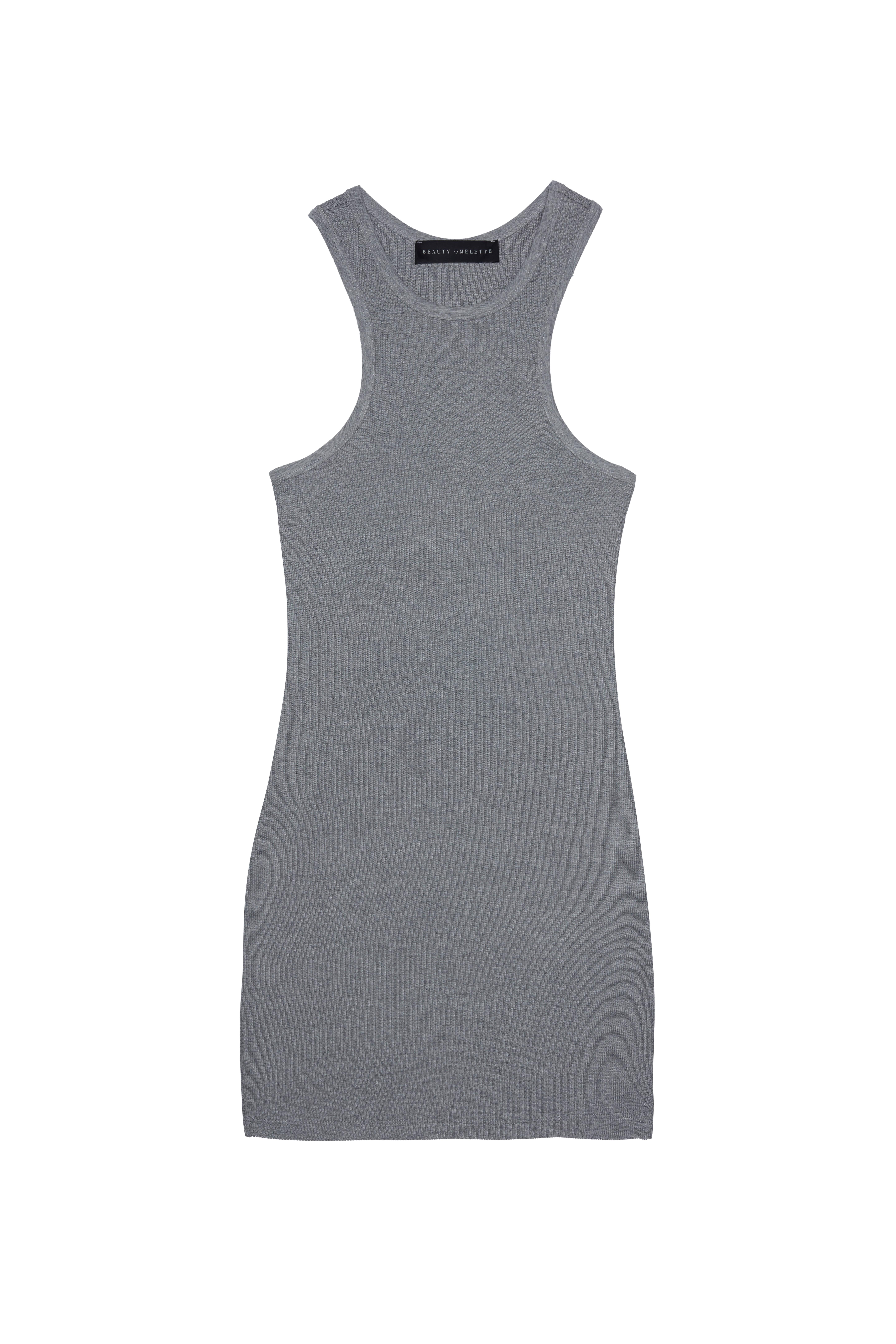Gri Melanj Kaşkorse Halter Yaka Mini Elbise