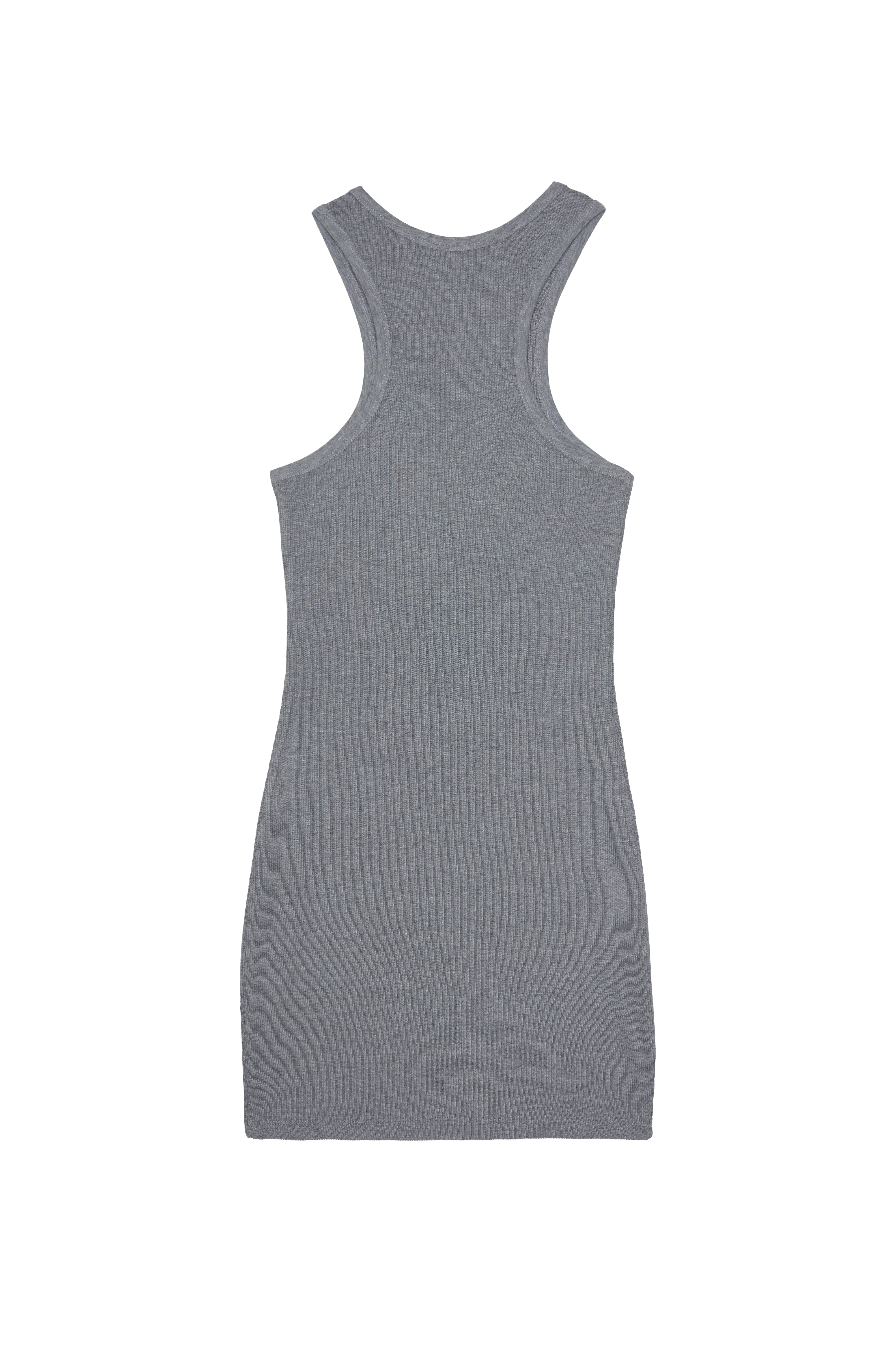 Gri Melanj Kaşkorse Halter Yaka Mini Elbise