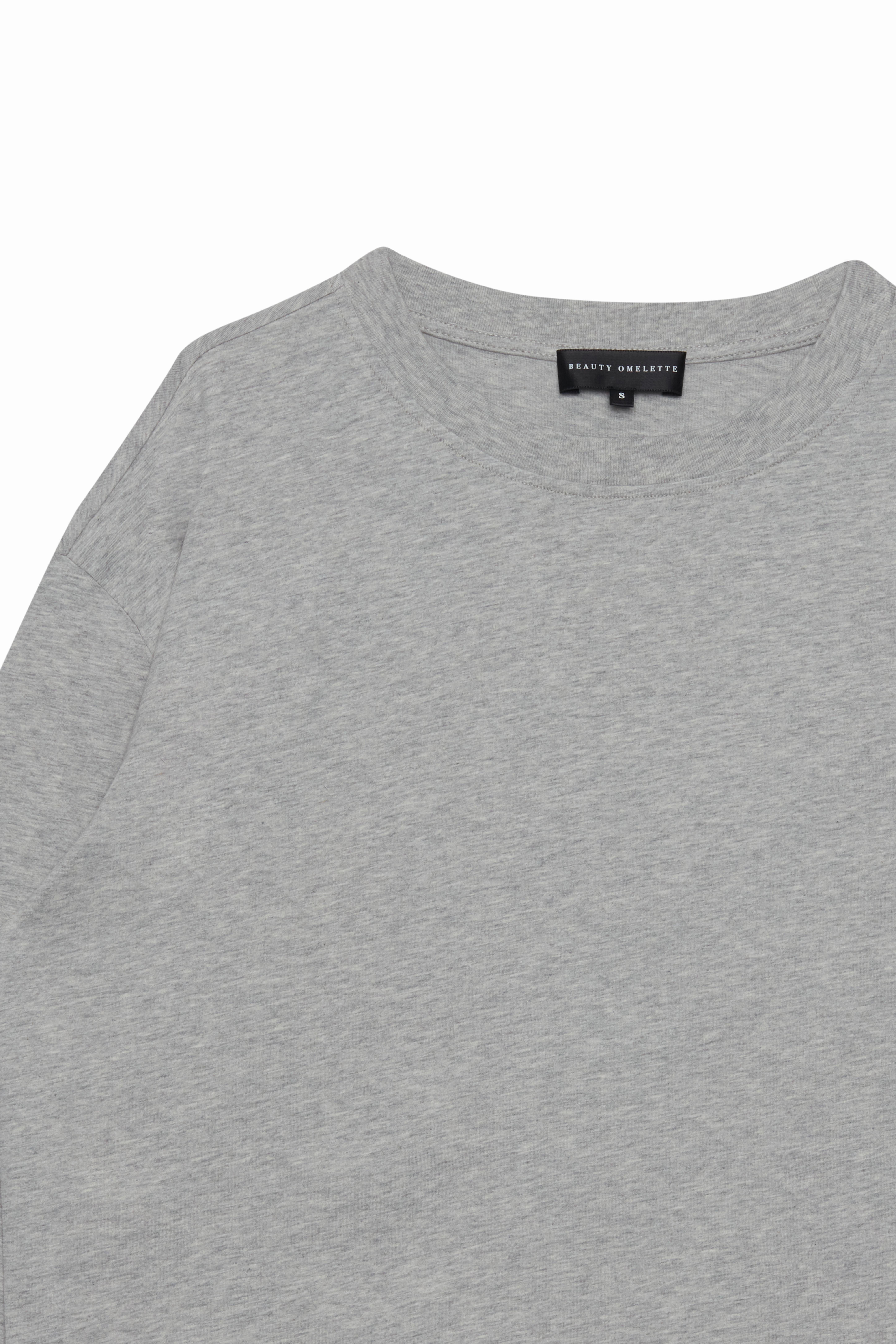 Gri Melanj Kutu Form Uzun Kol Tshirt