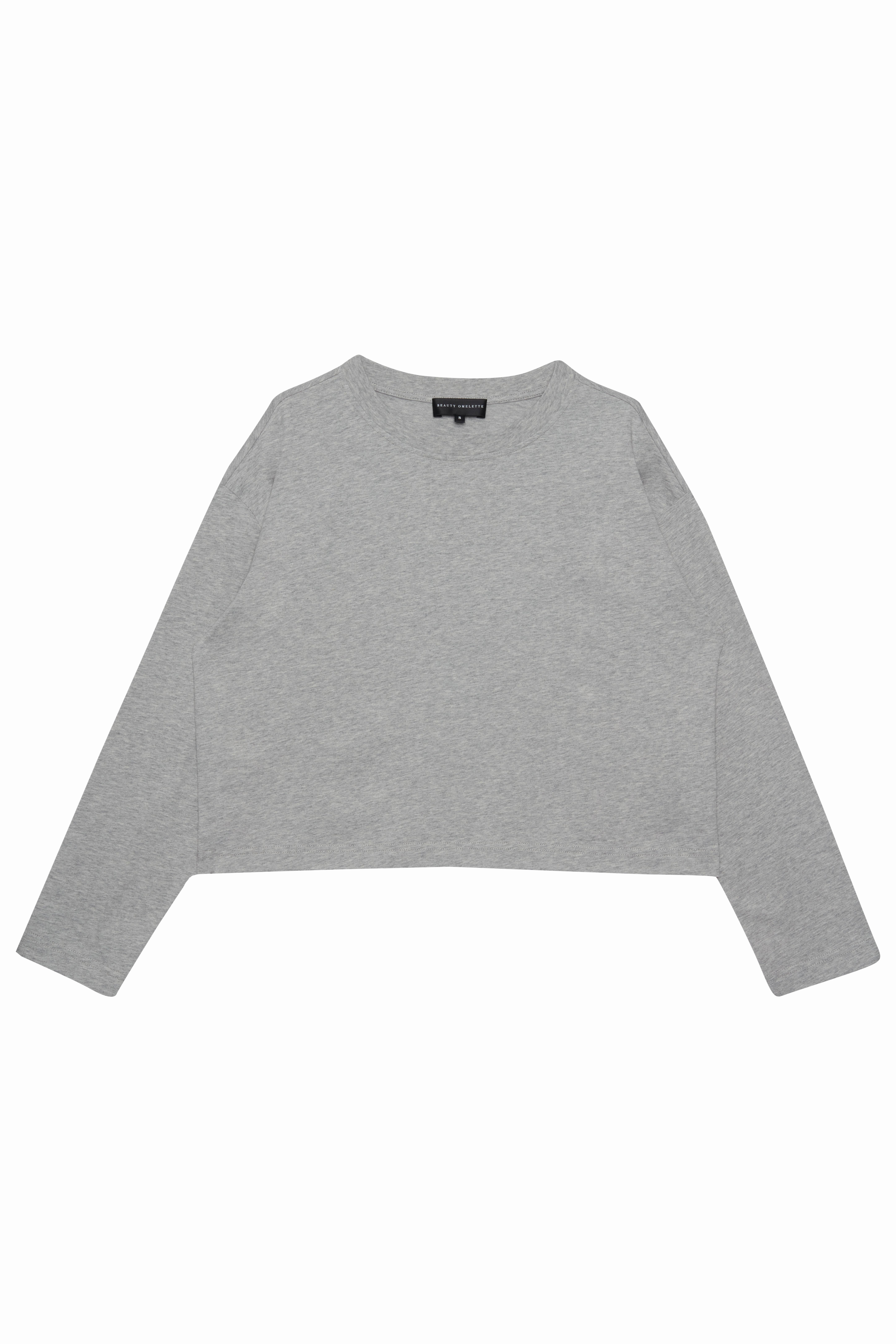 Gri Melanj Kutu Form Uzun Kol Tshirt