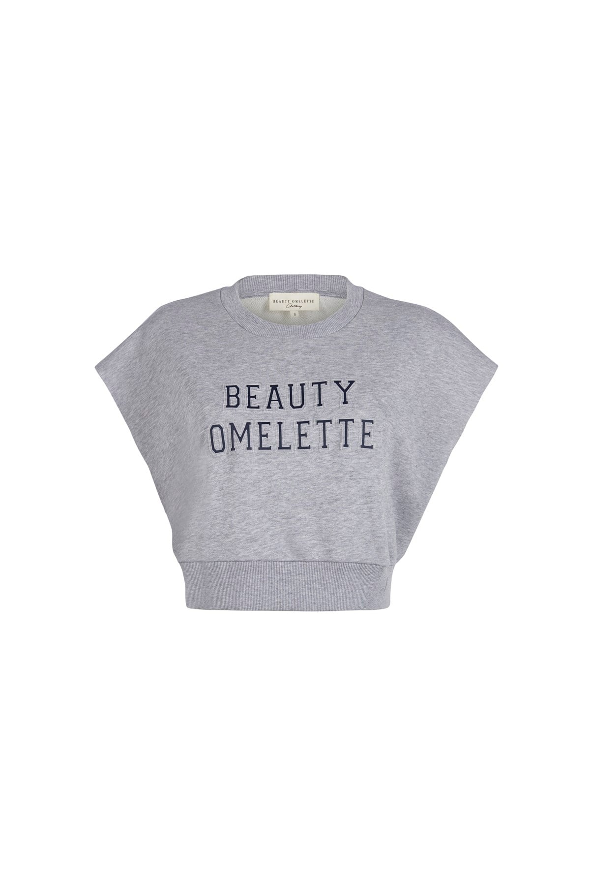 Gri Melanj Logolu Crop Sweatshirt