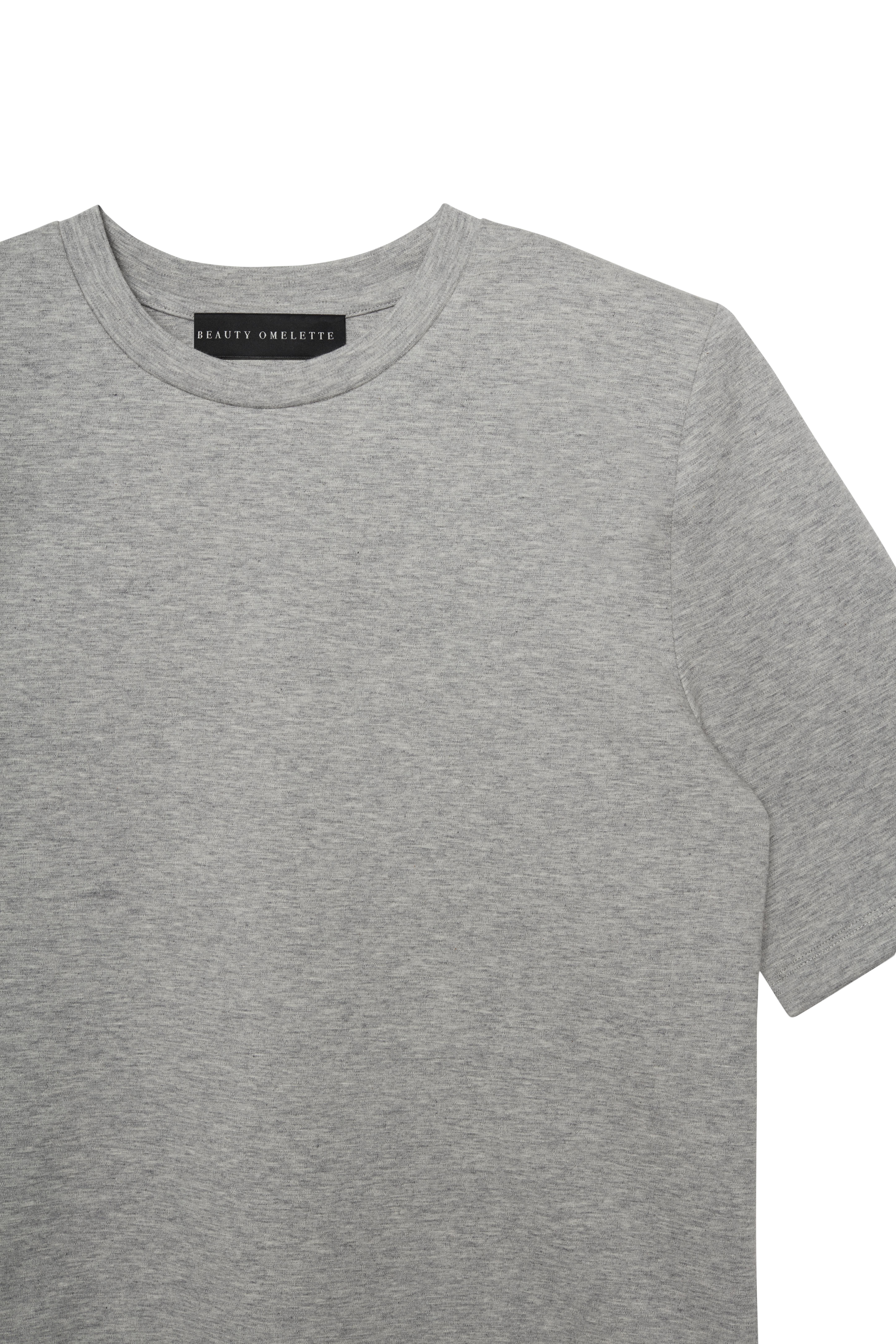Gri Melanj Vatkalı Kısa Kol Tshirt