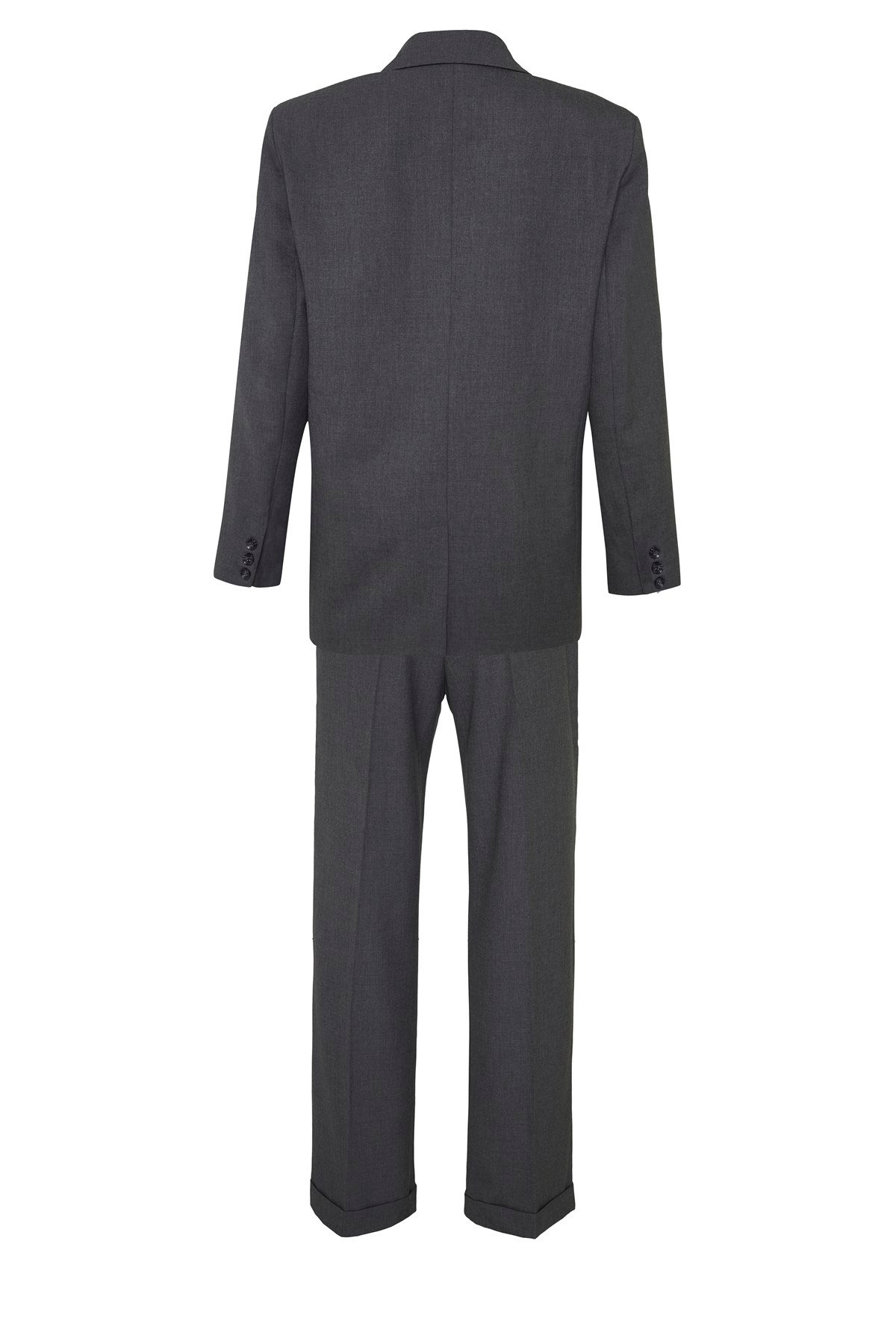 Gri Piliseli Yünlü Bol Pantolon- Special Edition