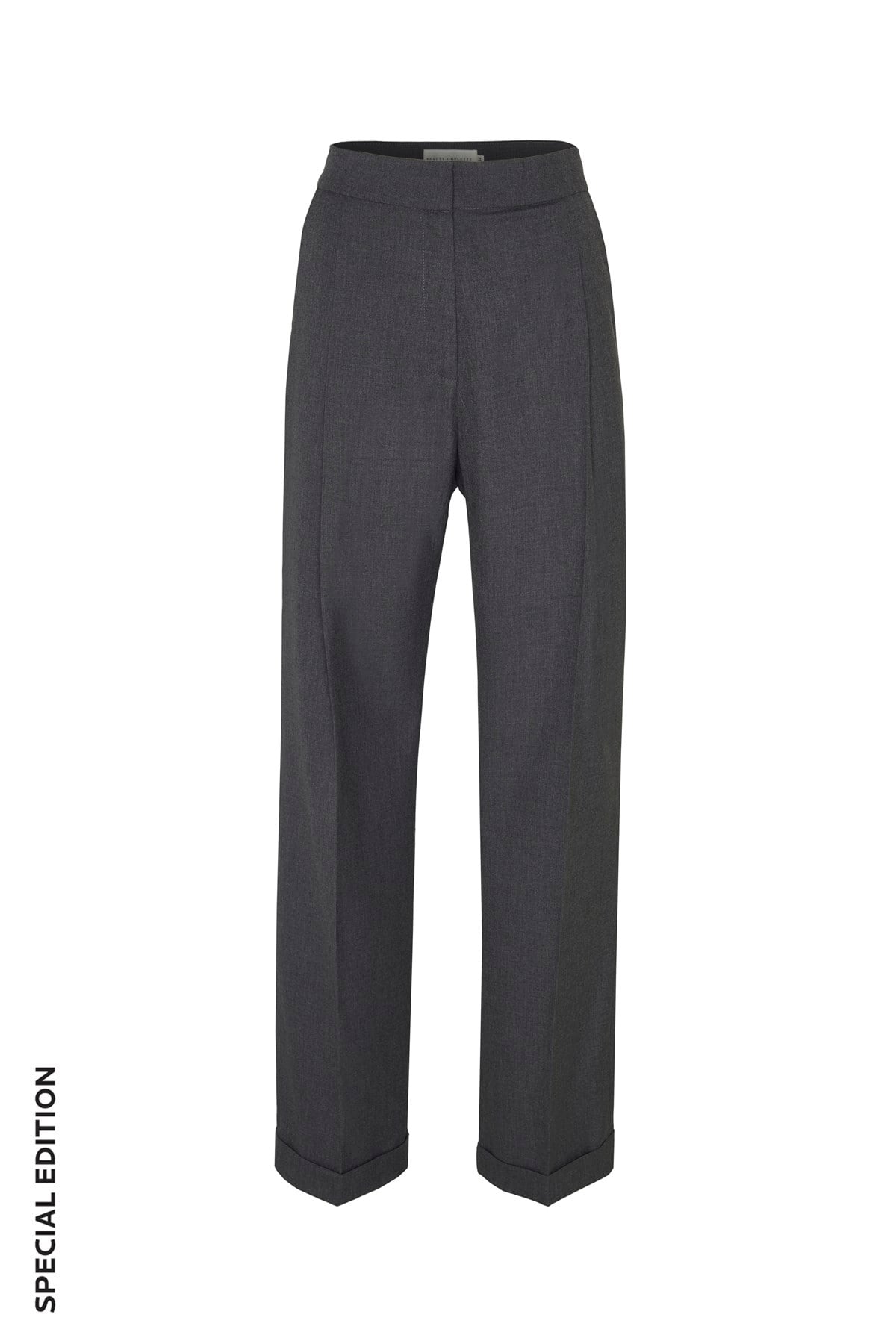 Gri Piliseli Yünlü Bol Pantolon- Special Edition