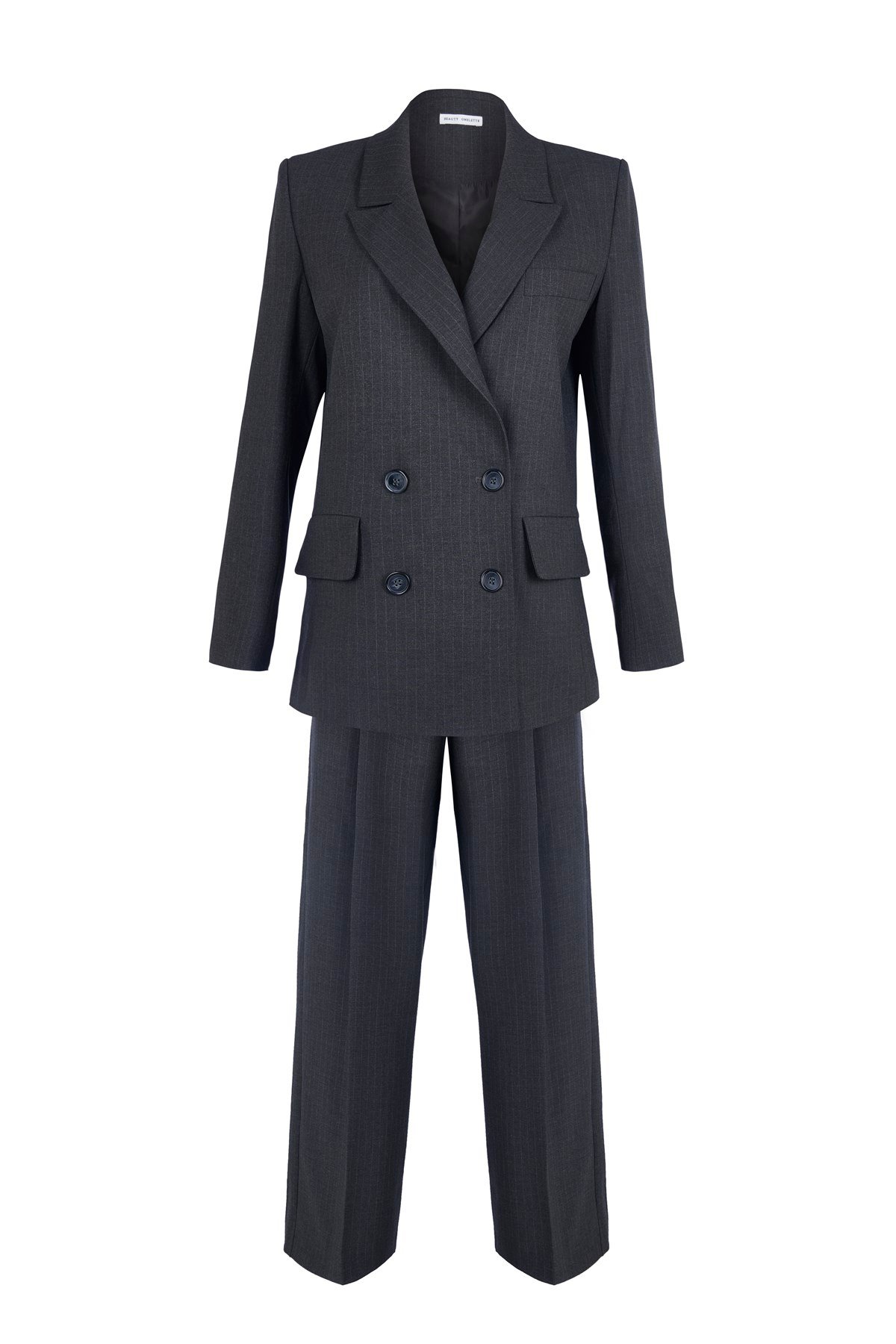 Gri Pinstripe Takım Pantolon