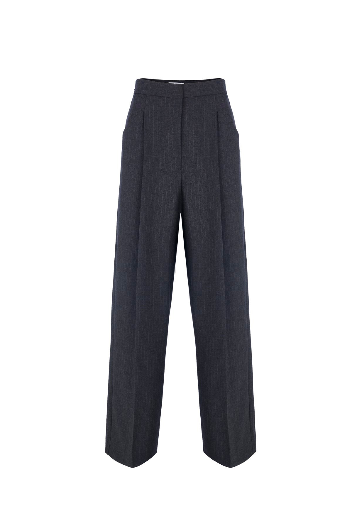 Gri Pinstripe Takım Pantolon