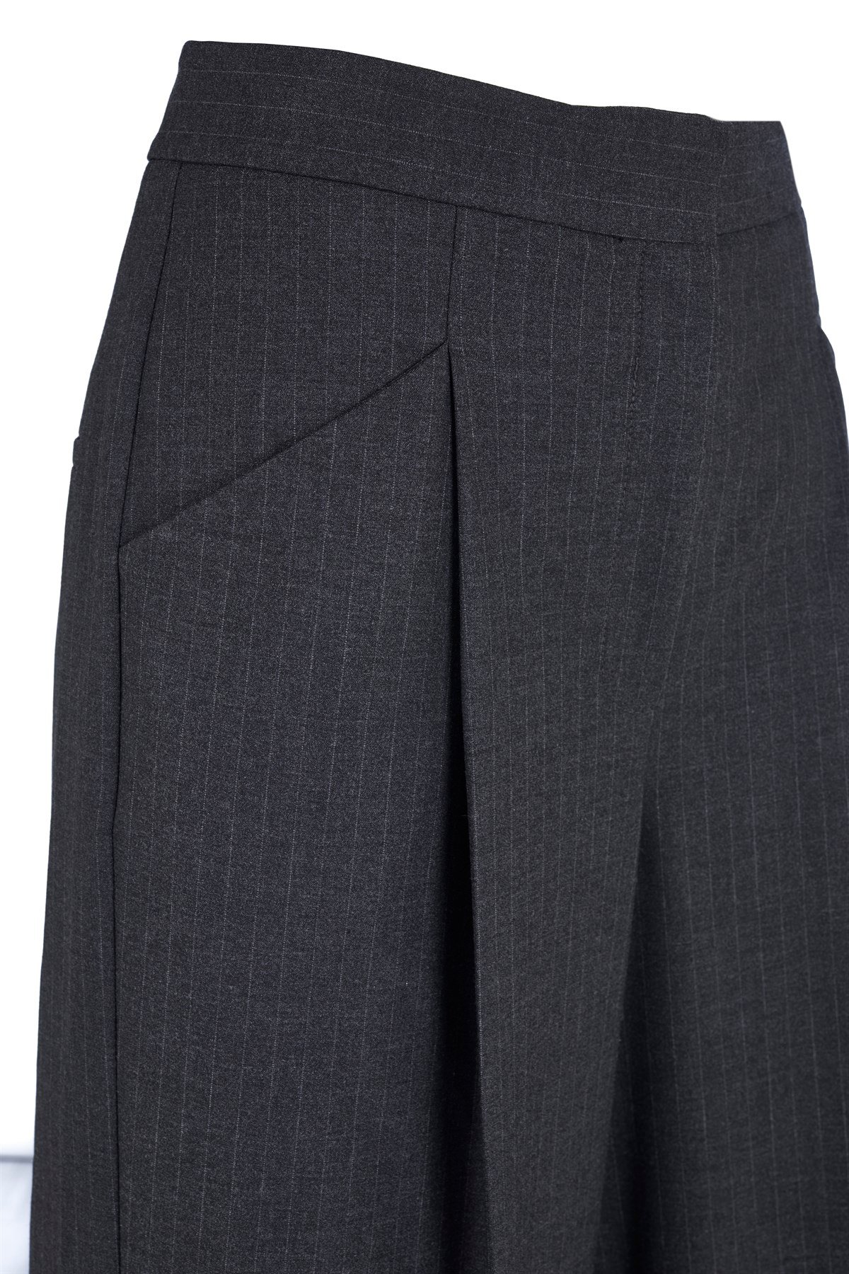 Gri Pinstripe Takım Pantolon