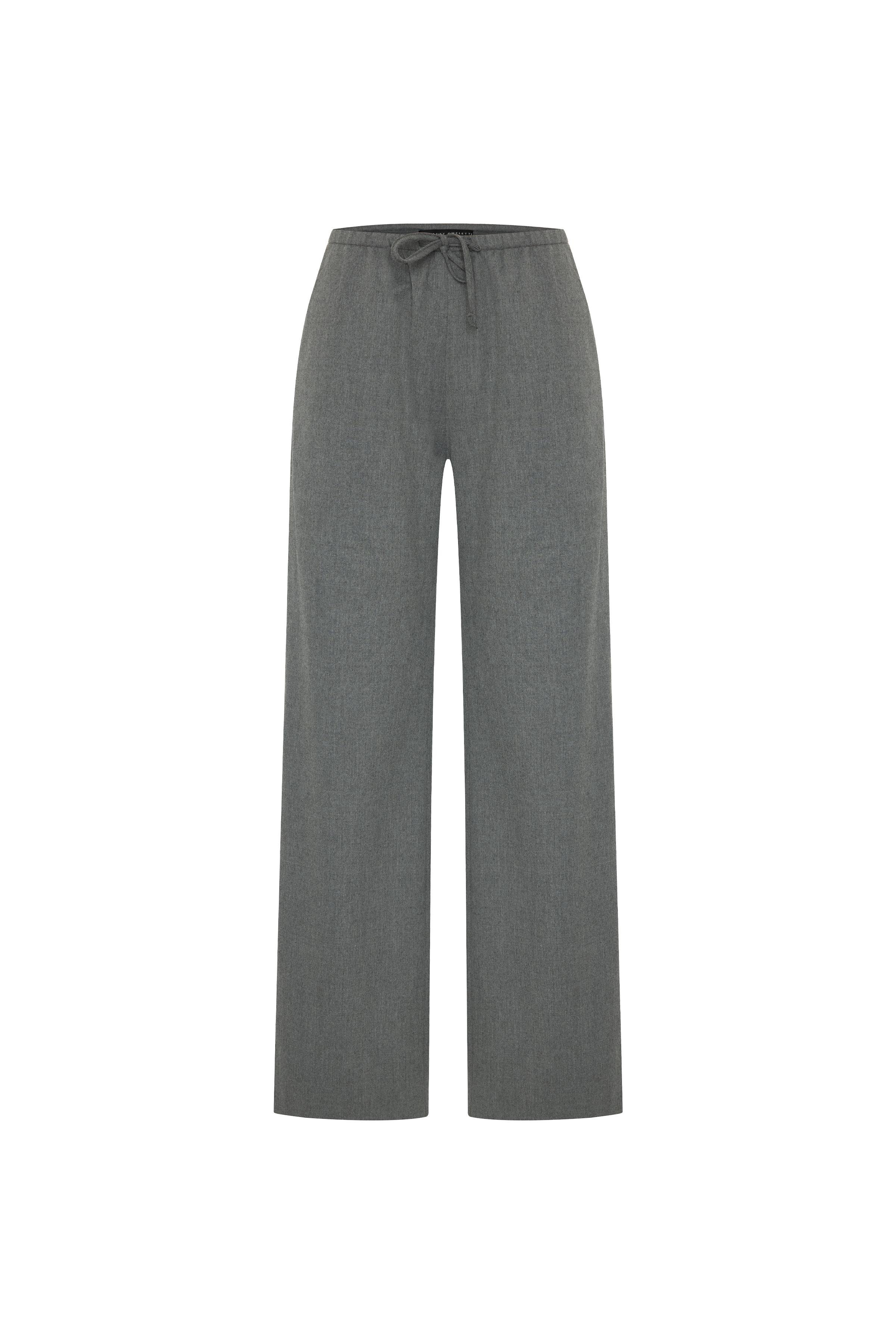 Gri Pj Yünlü Bol Pantolon