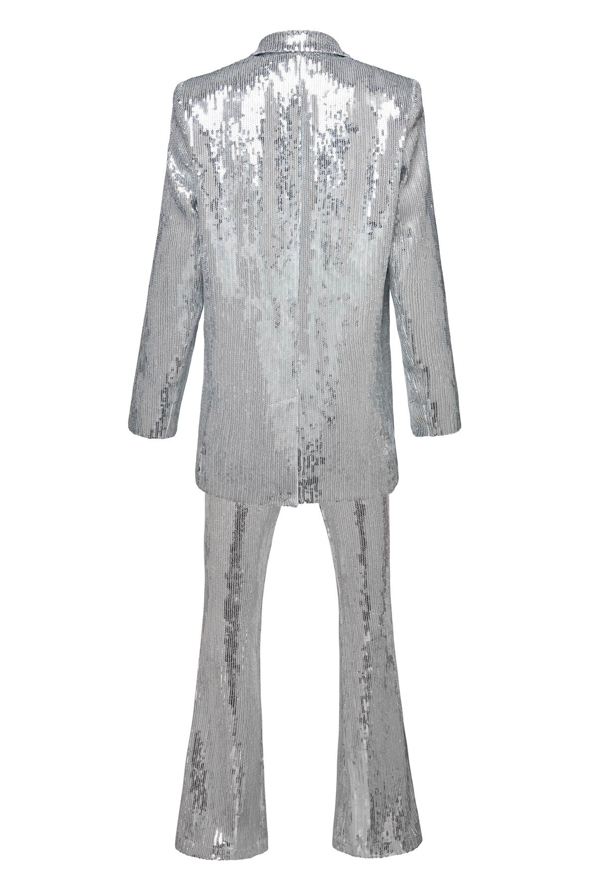 Gümüş Payetli Vatkalı Oversize Blazer - Special Edition