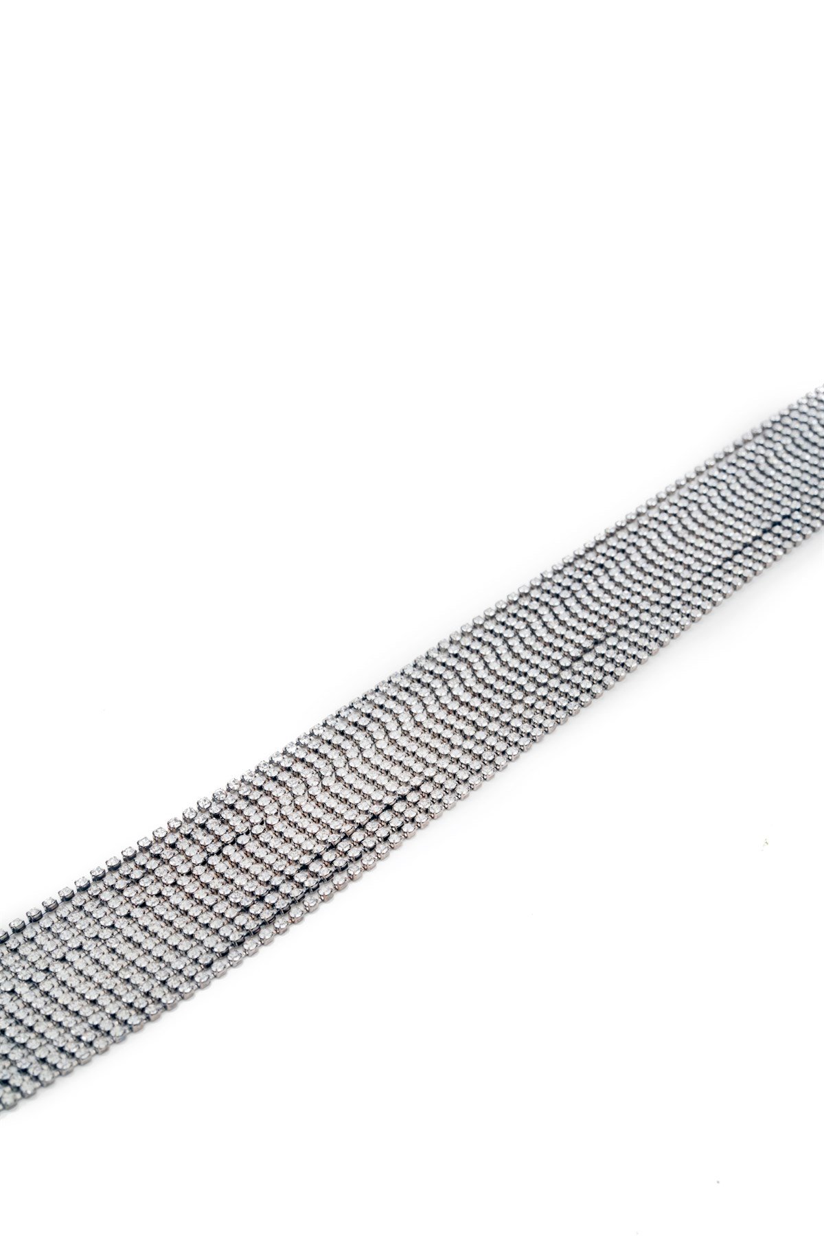 Gümüş Şerit Taşlı Choker Kolye